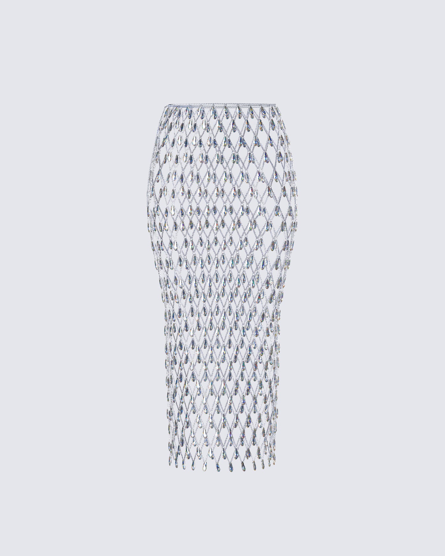 Jovita Silver Rhinestone Chain Midi Skirt product front