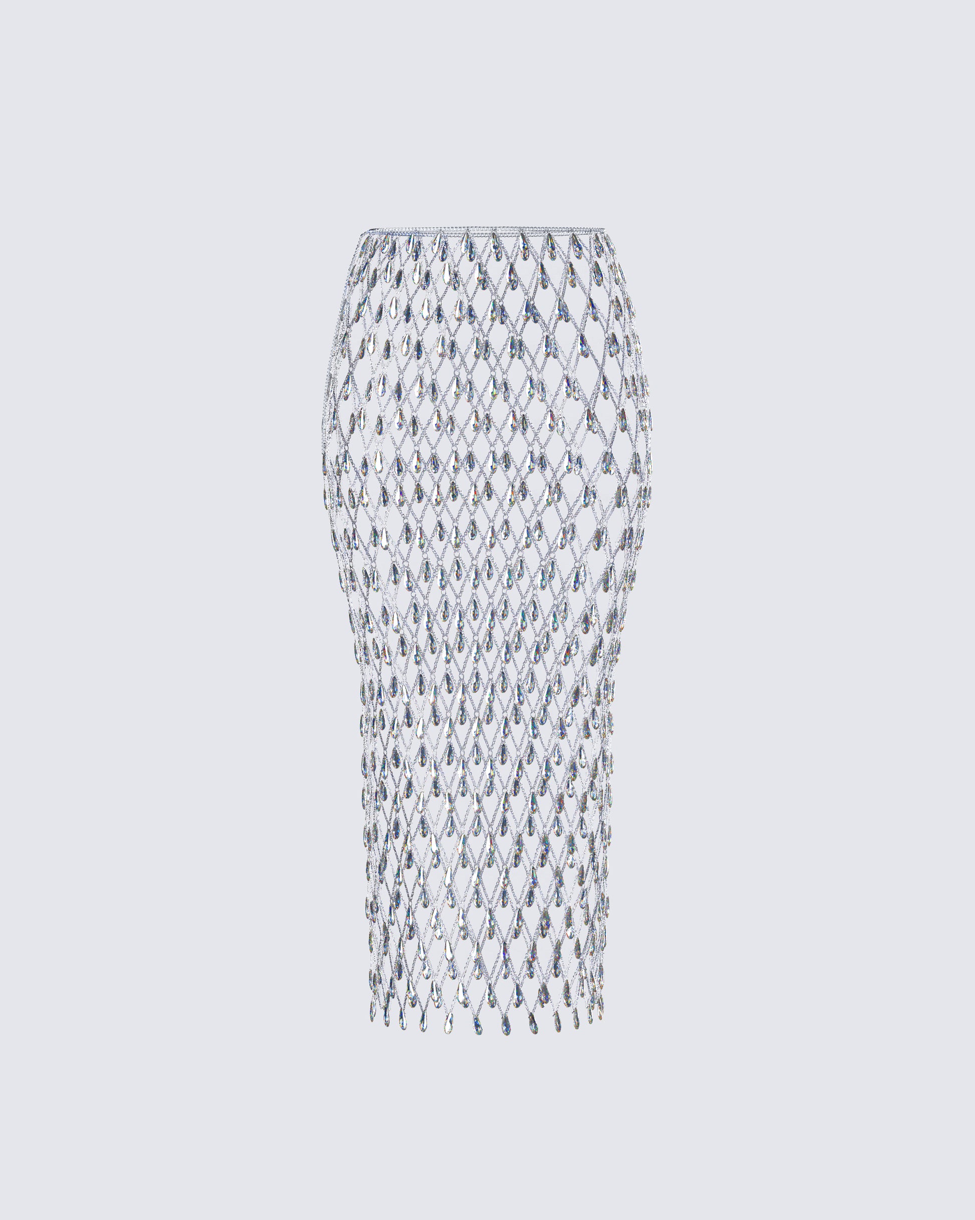 Jovita Silver Rhinestone Chain Midi Skirt product front