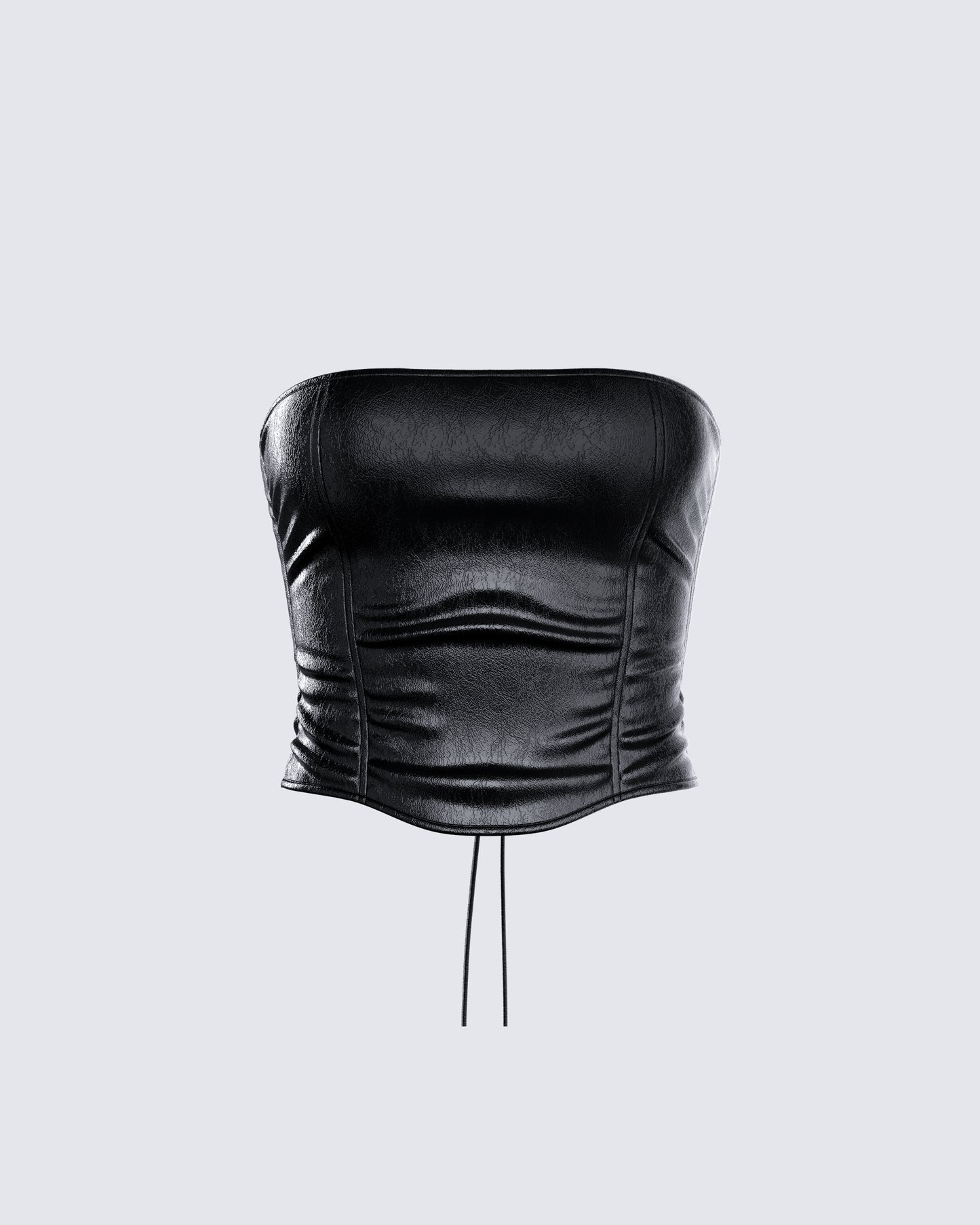 Nika Black Faux Leather Top
