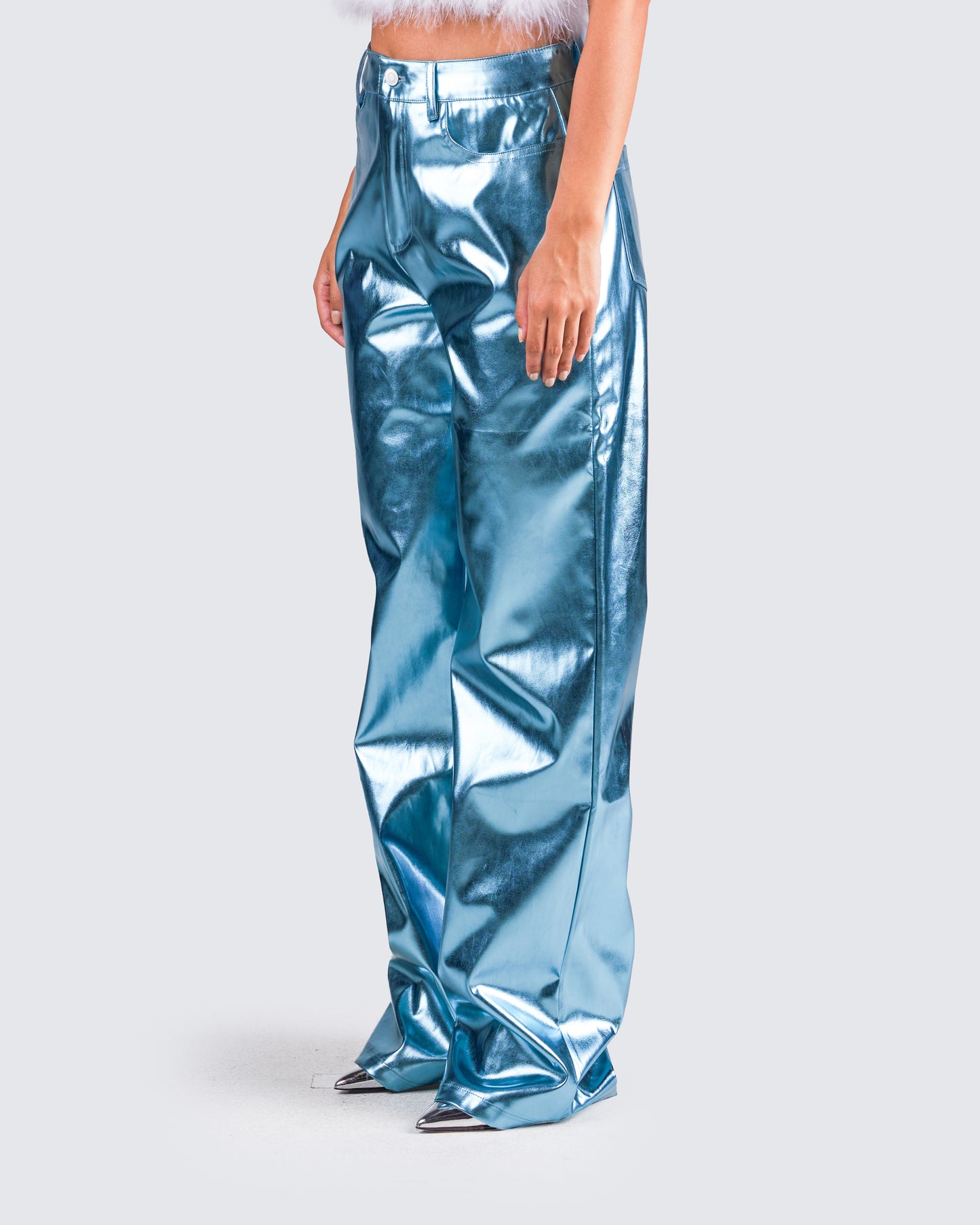 Asta Metallic Blue Trouser Pant