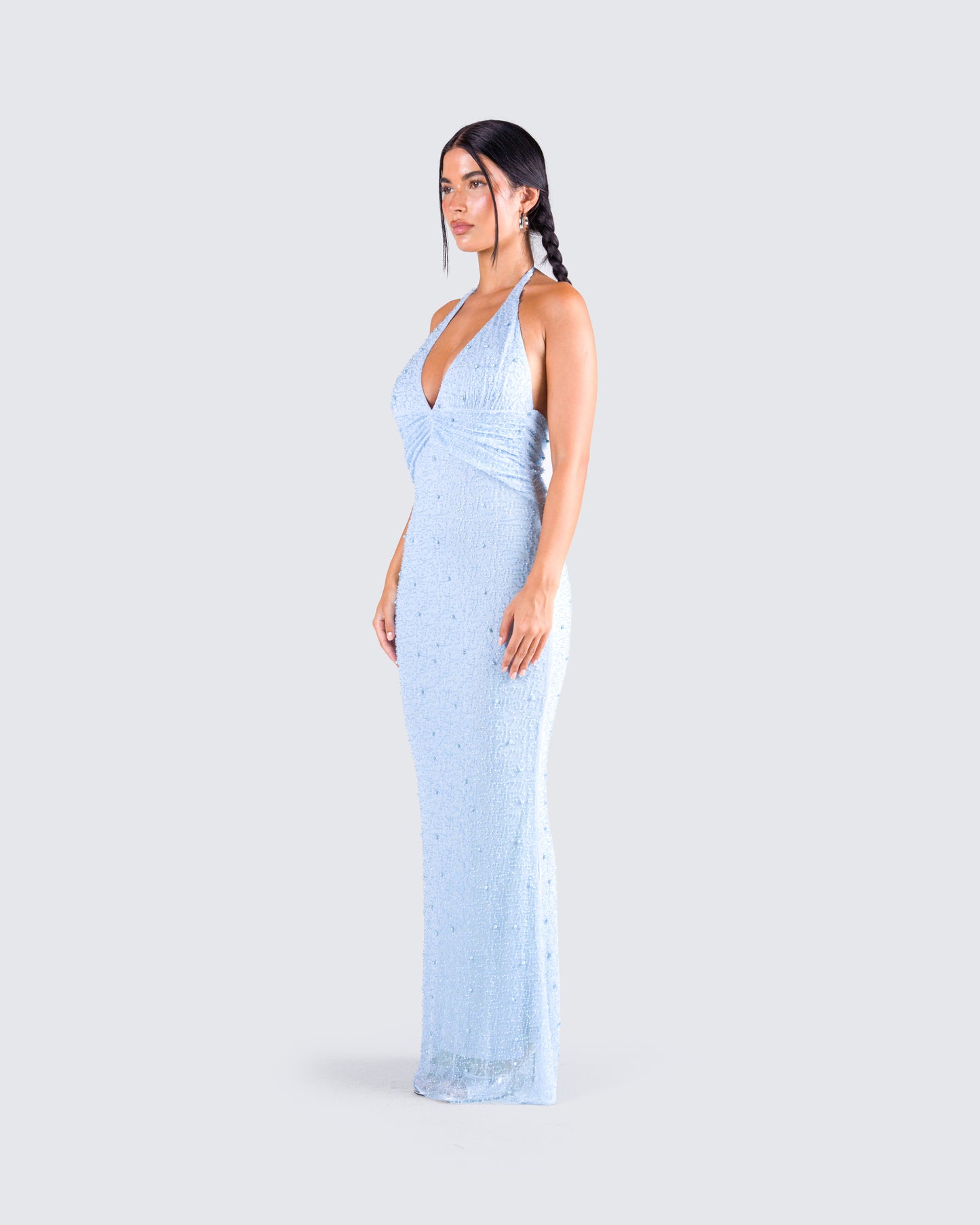 Dana Baby Blue Beaded Maxi Dress
