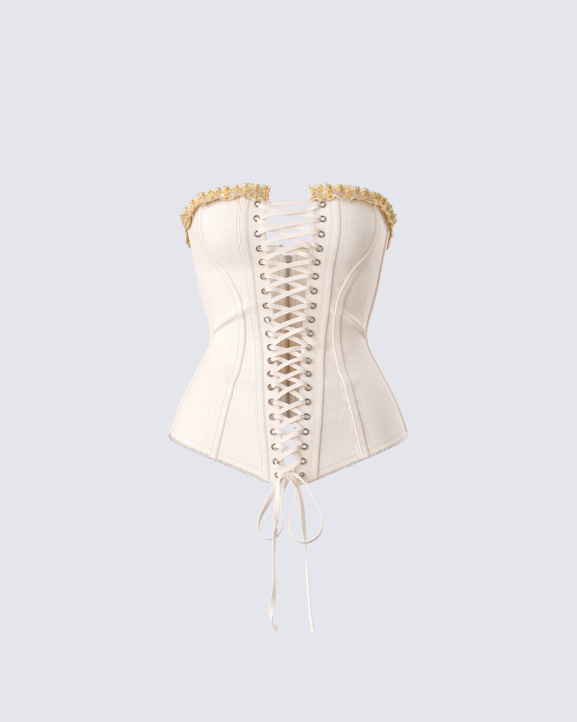 Tameka Ivory Canvas Lace Up Corset Top product front