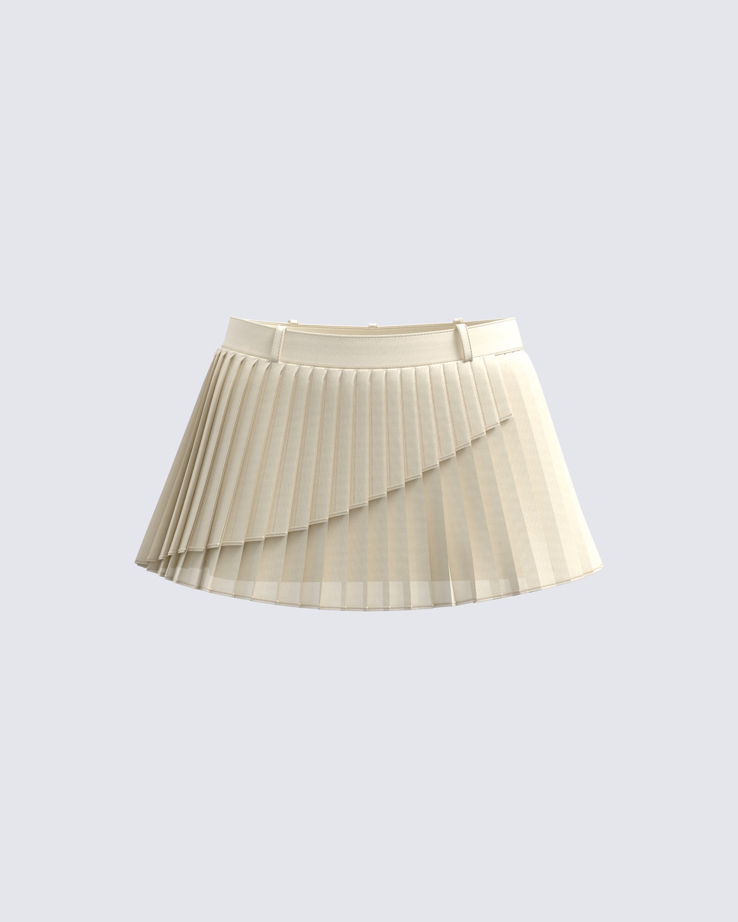 Mansa Cream Crepe Pleat Skirt 3d product front