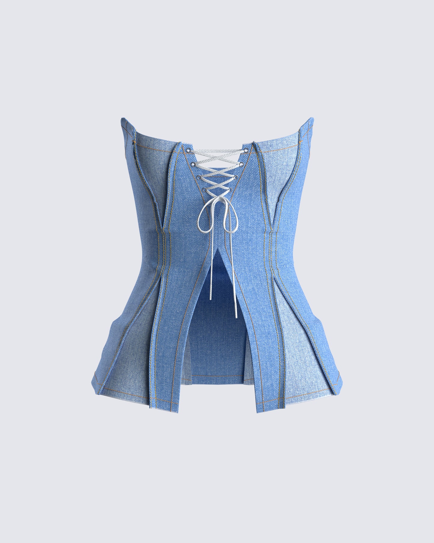Liori Strapless Blue Denim Top 3d product front