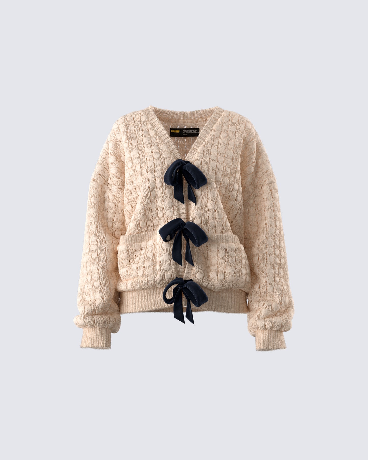 Andra Beige Bubble Knit Cardigan product front