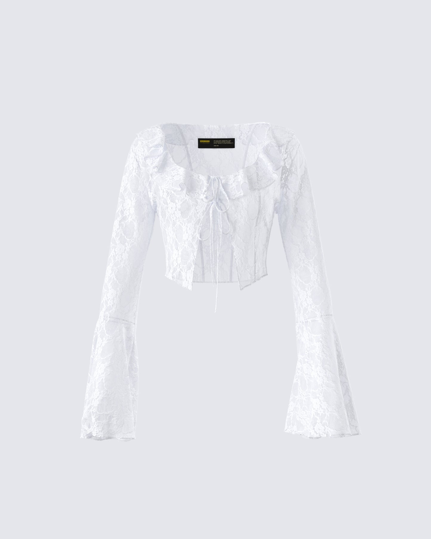 Juliet White Lace Ruffle Top 3d product front