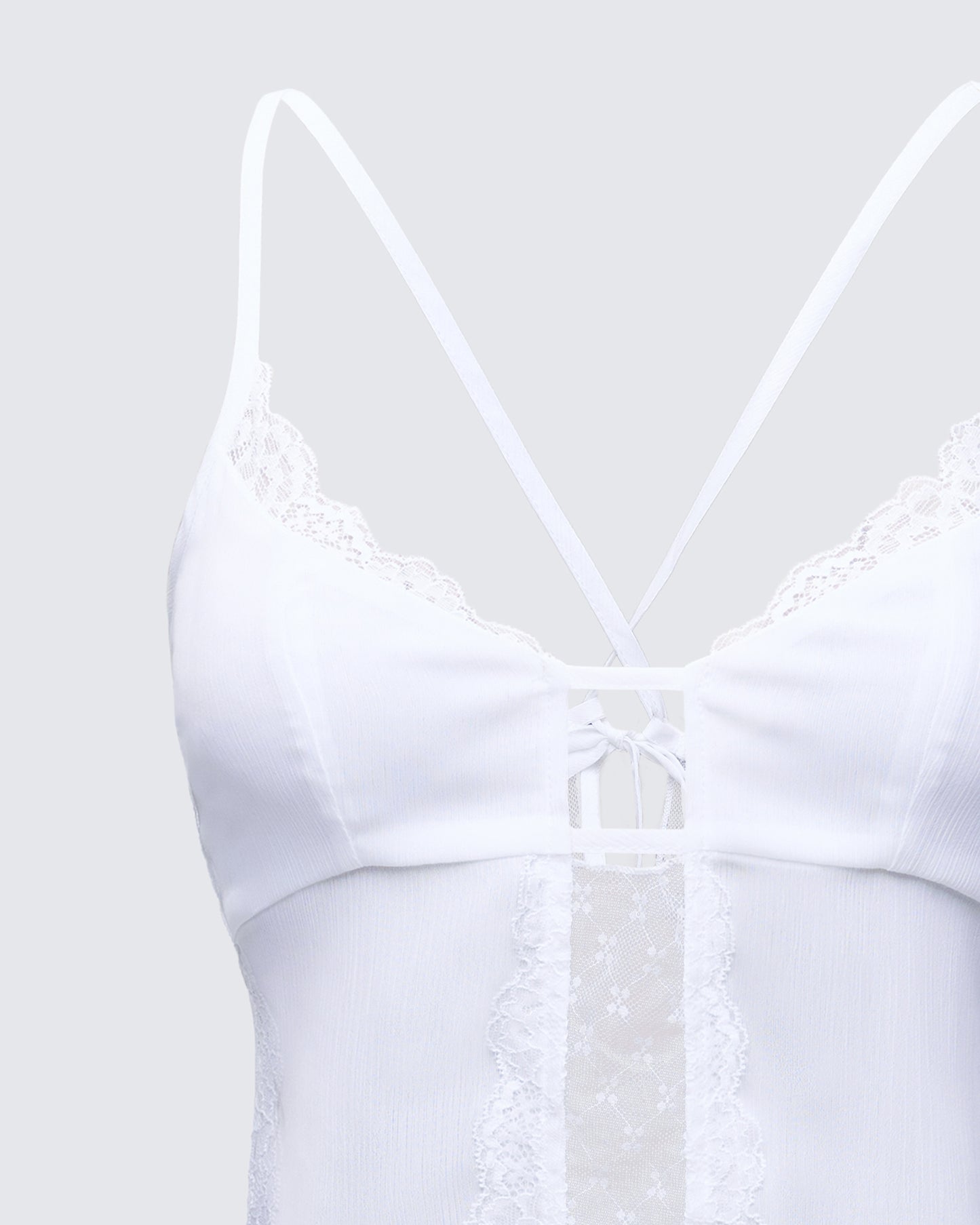Delphina White Lace Mix Cami Top