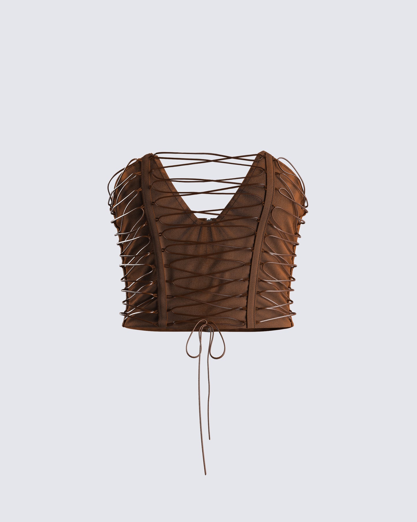 Bette Brown Lace Up Top 3d product front