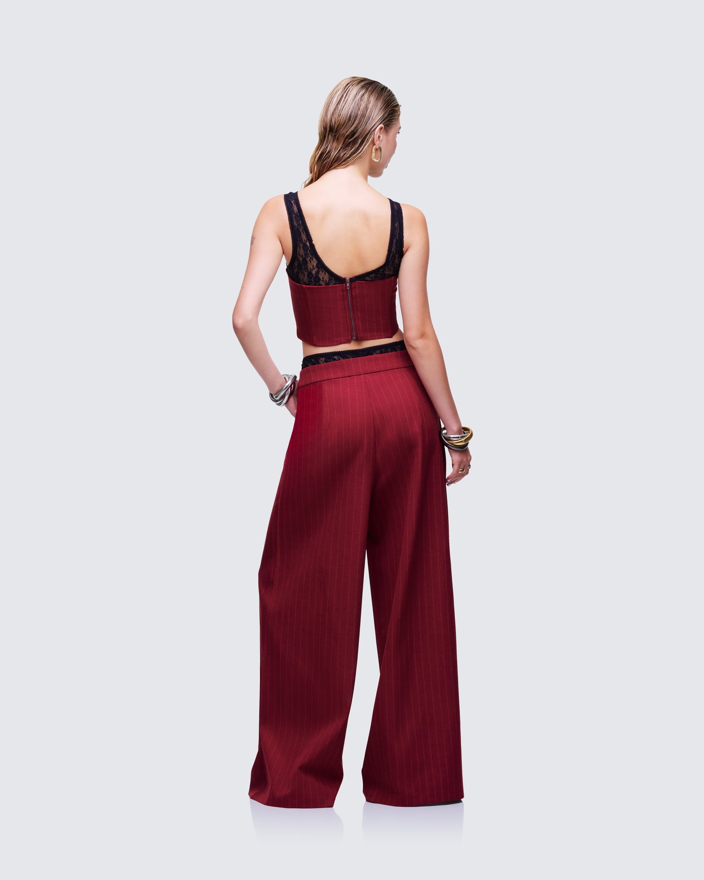 Women's red matching set alternate angle – FINESSE