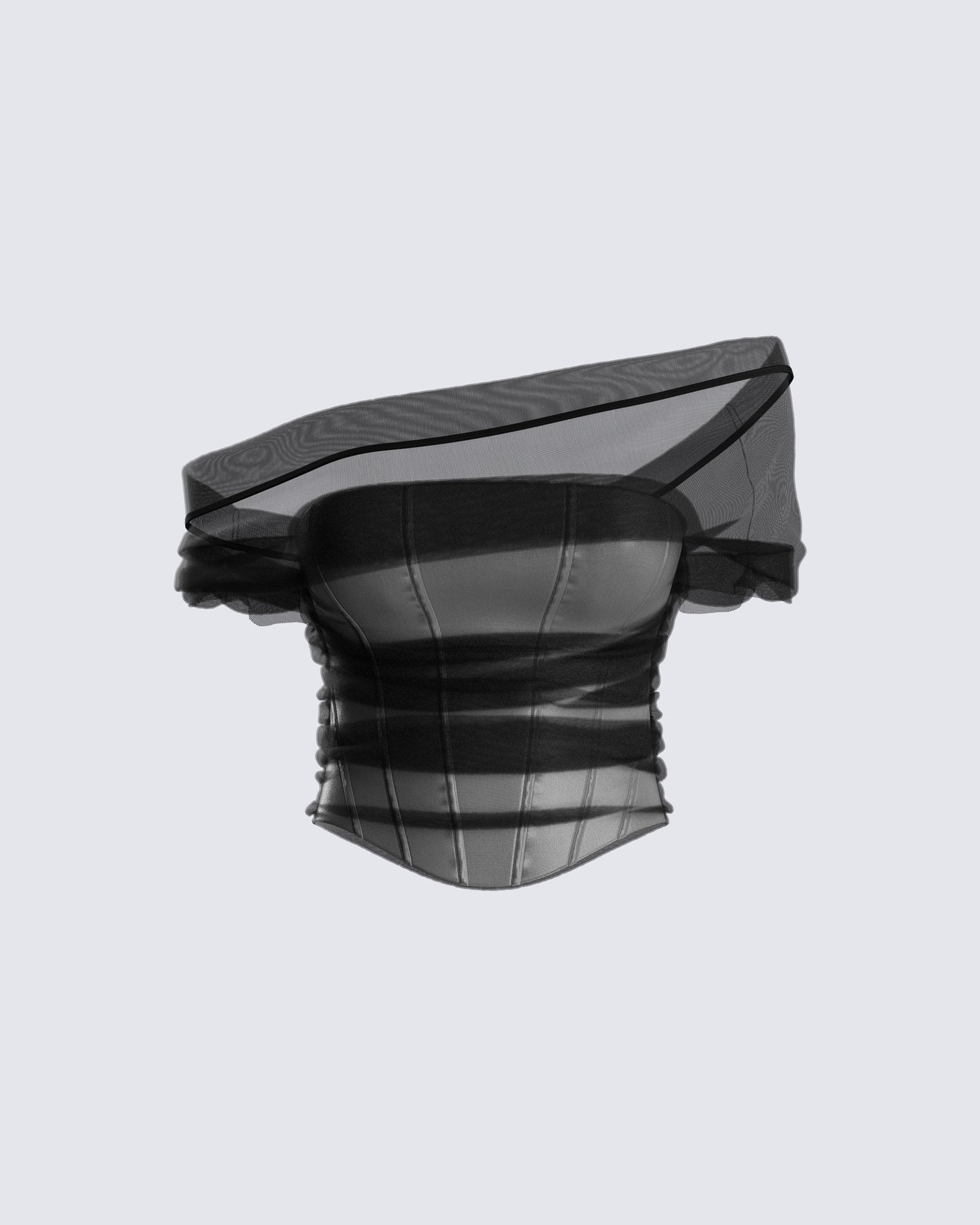 Baer Black Tulle Off Shoulder Top product front