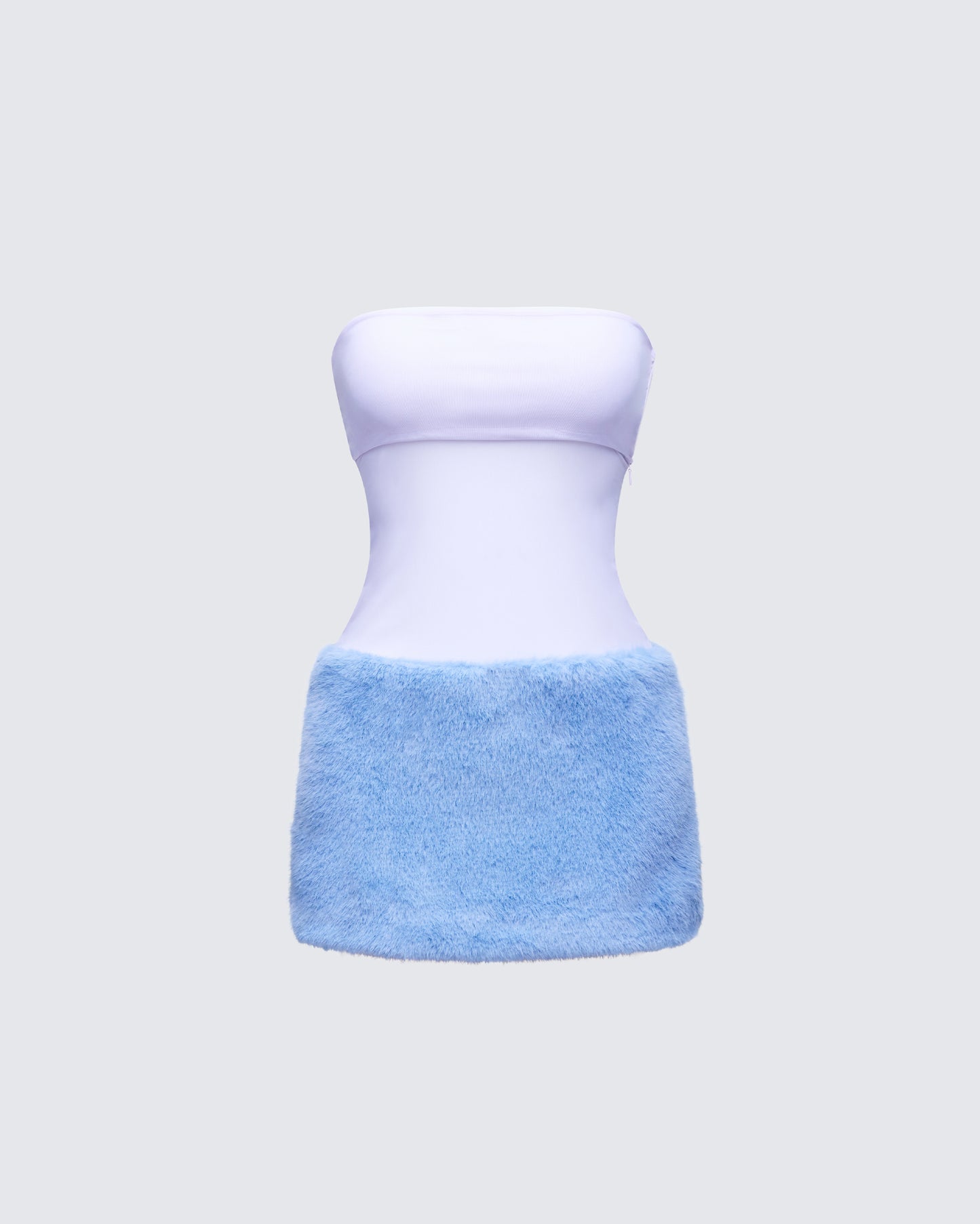 Noelle Blue Faux Fur Mesh Mini Dress product front