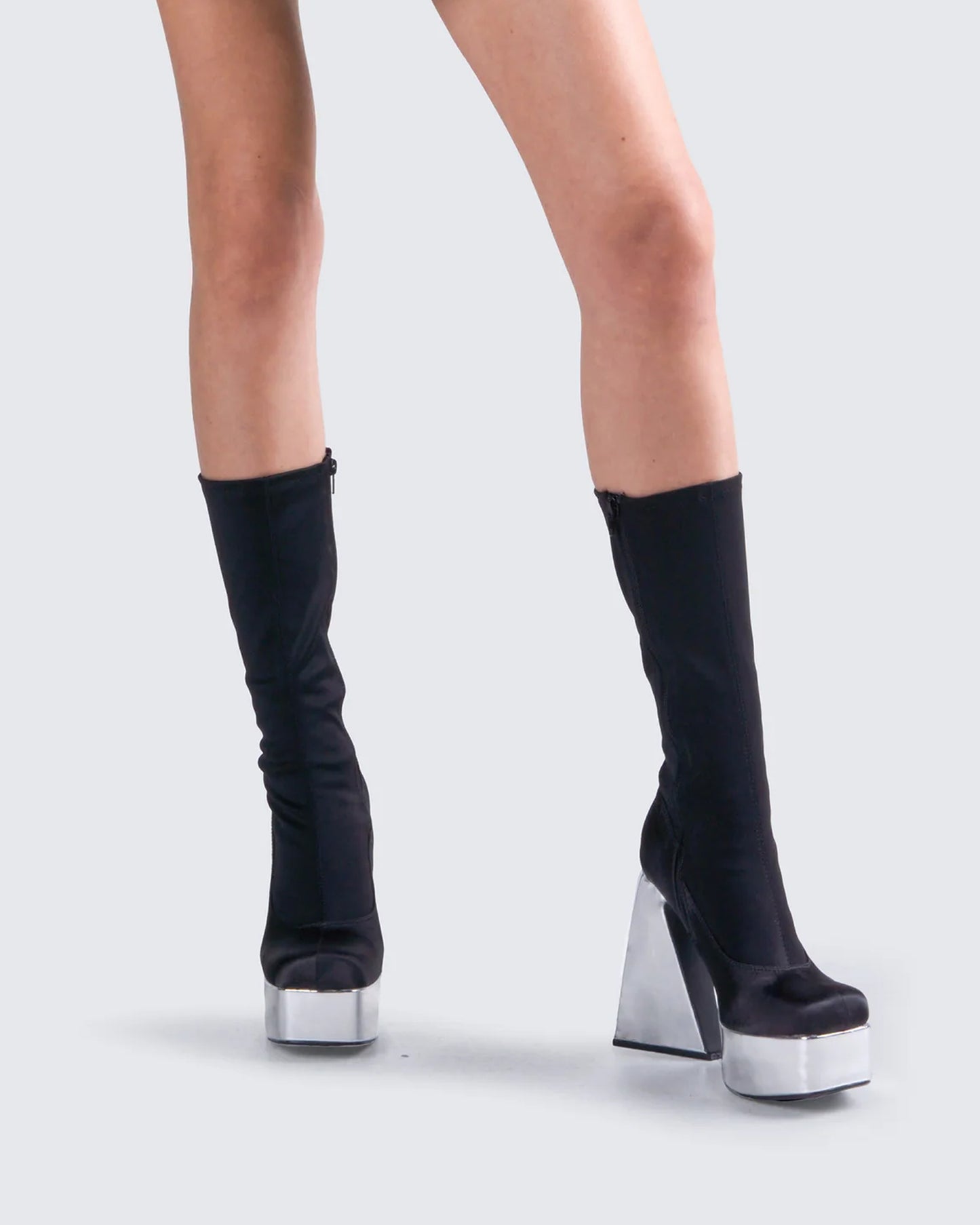 Marcil Black Heeled Platform Boot