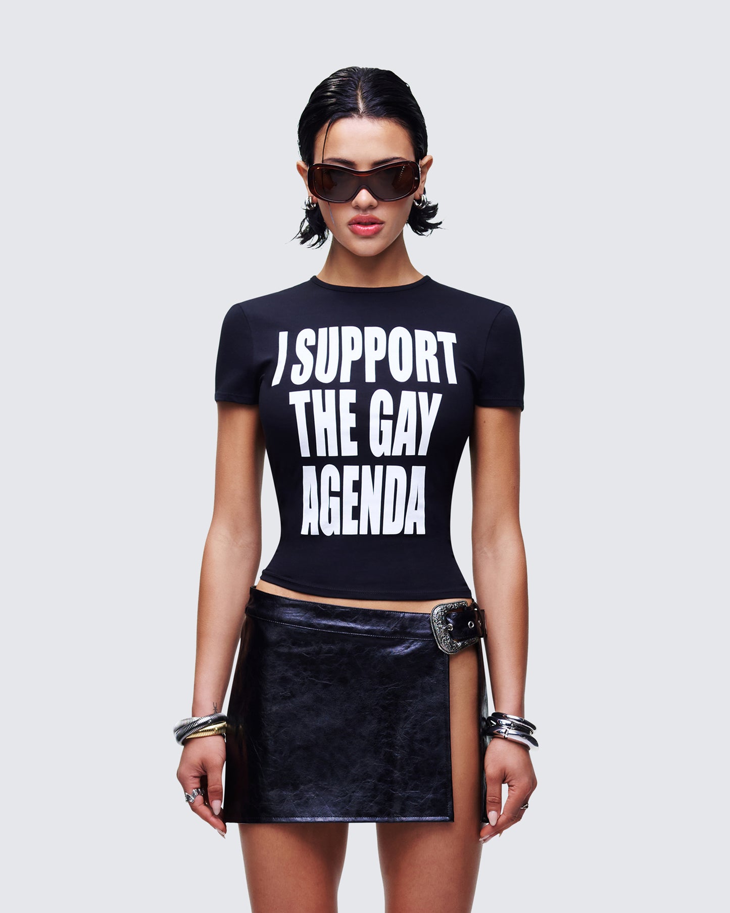 Drea Black Slogan Classic Tee