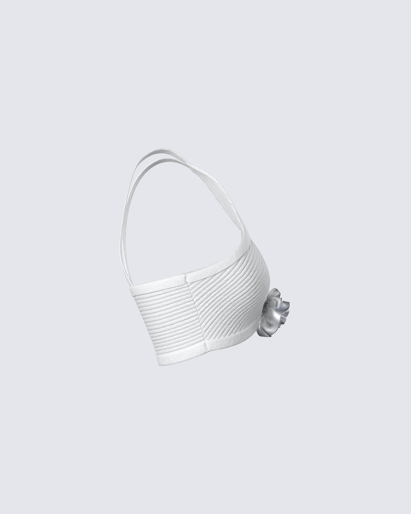 Yuka White Rosette Knit Crop Top