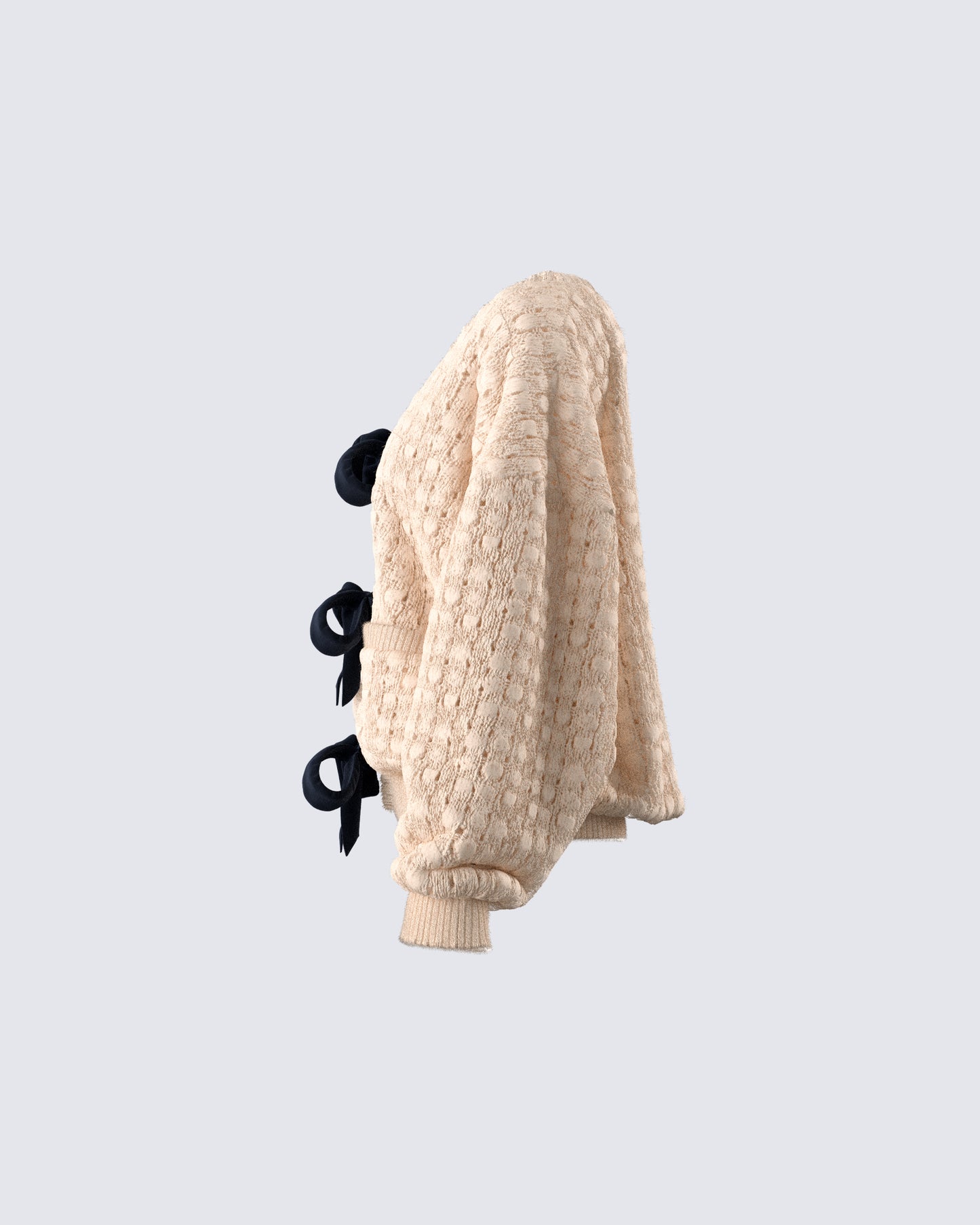 Andra Beige Bubble Knit Cardigan