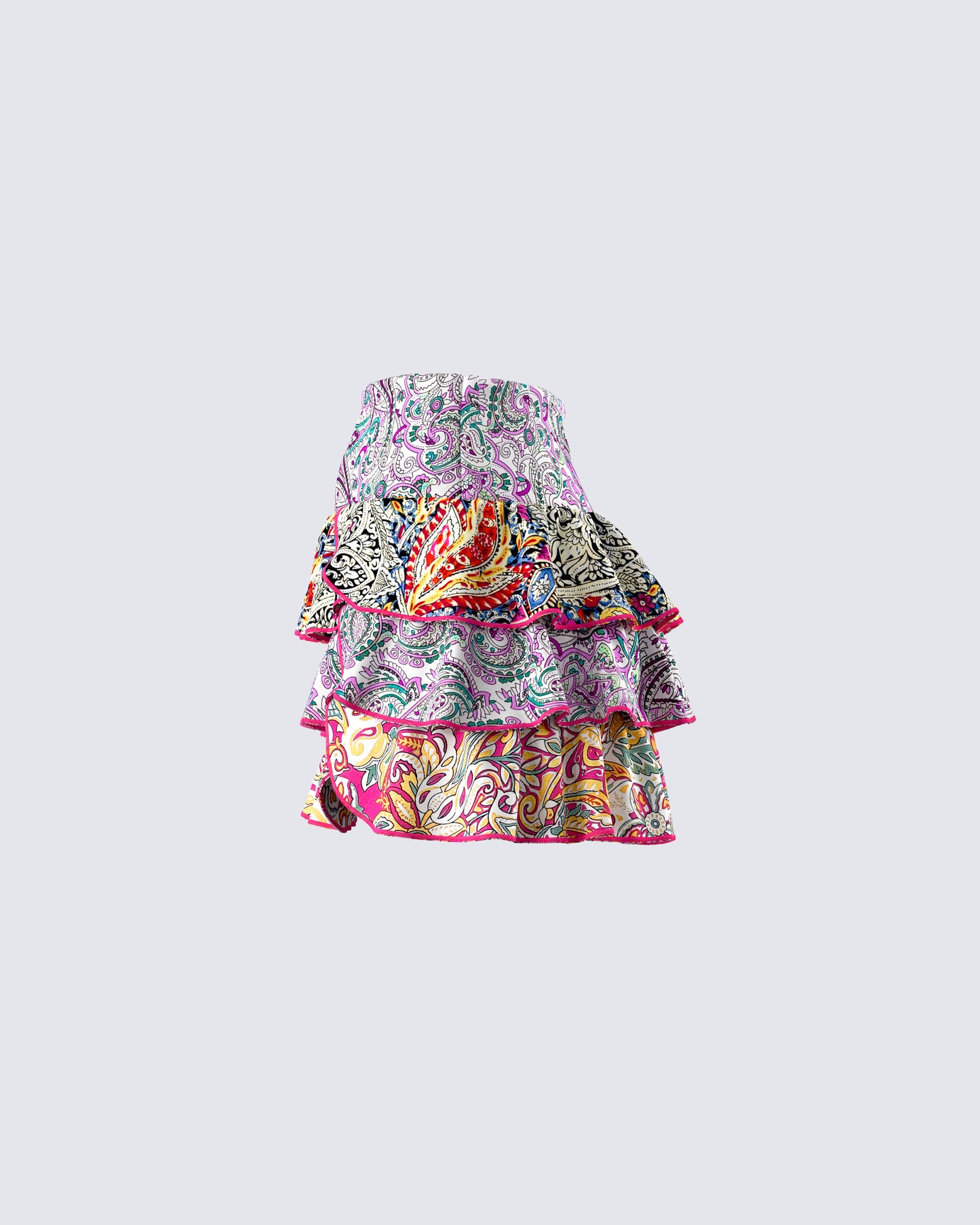 Raisa Paisley Tiered Micro Mini Skirt