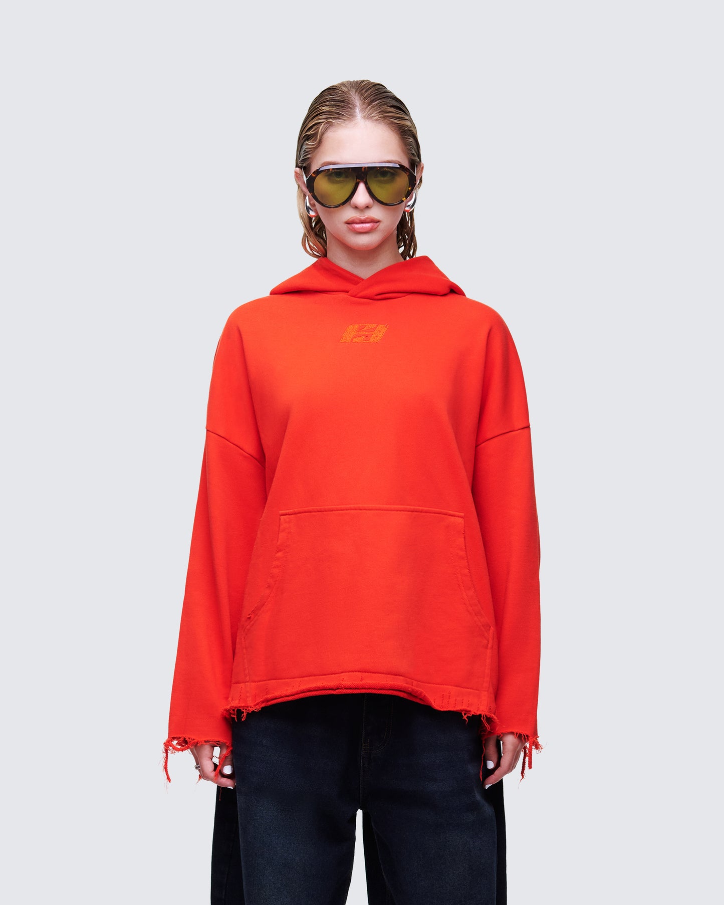 Aaralyn Red Distressed Hoodie