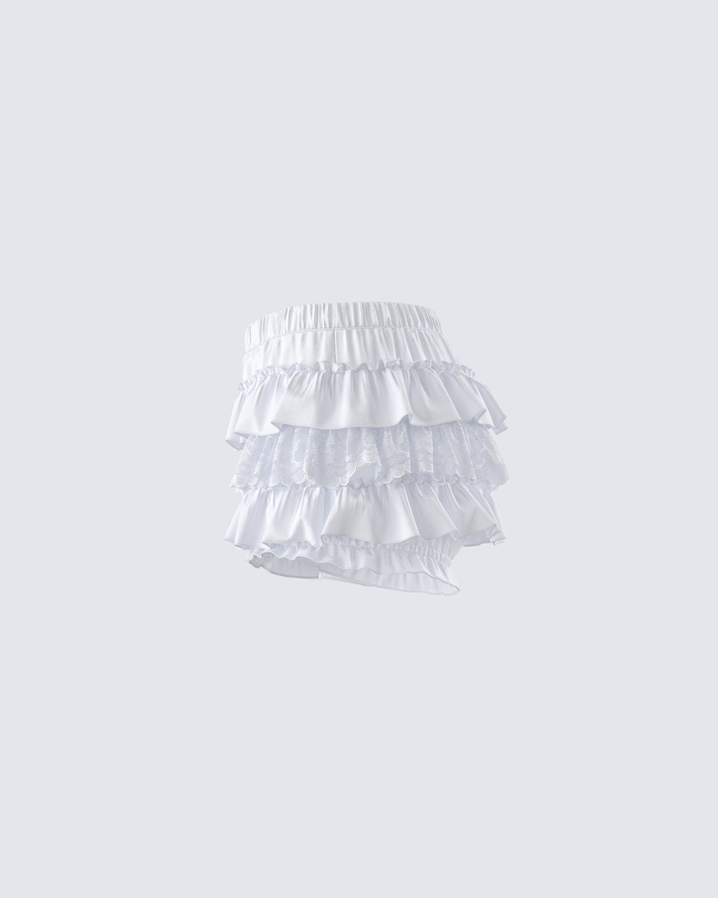 Amia White Ruffle Bloomer Micro Skort