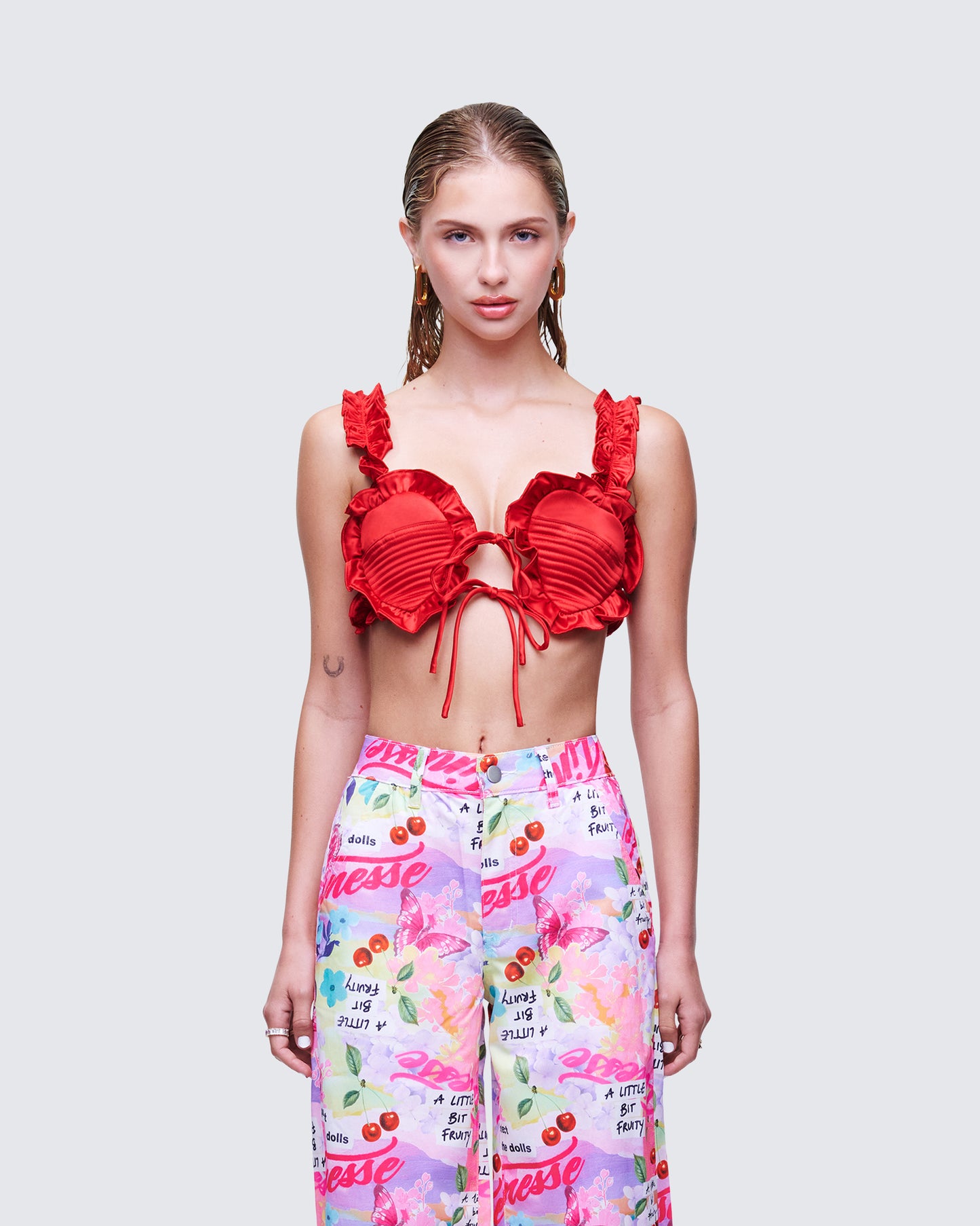 Thelma Red Padded Heart Bra Top