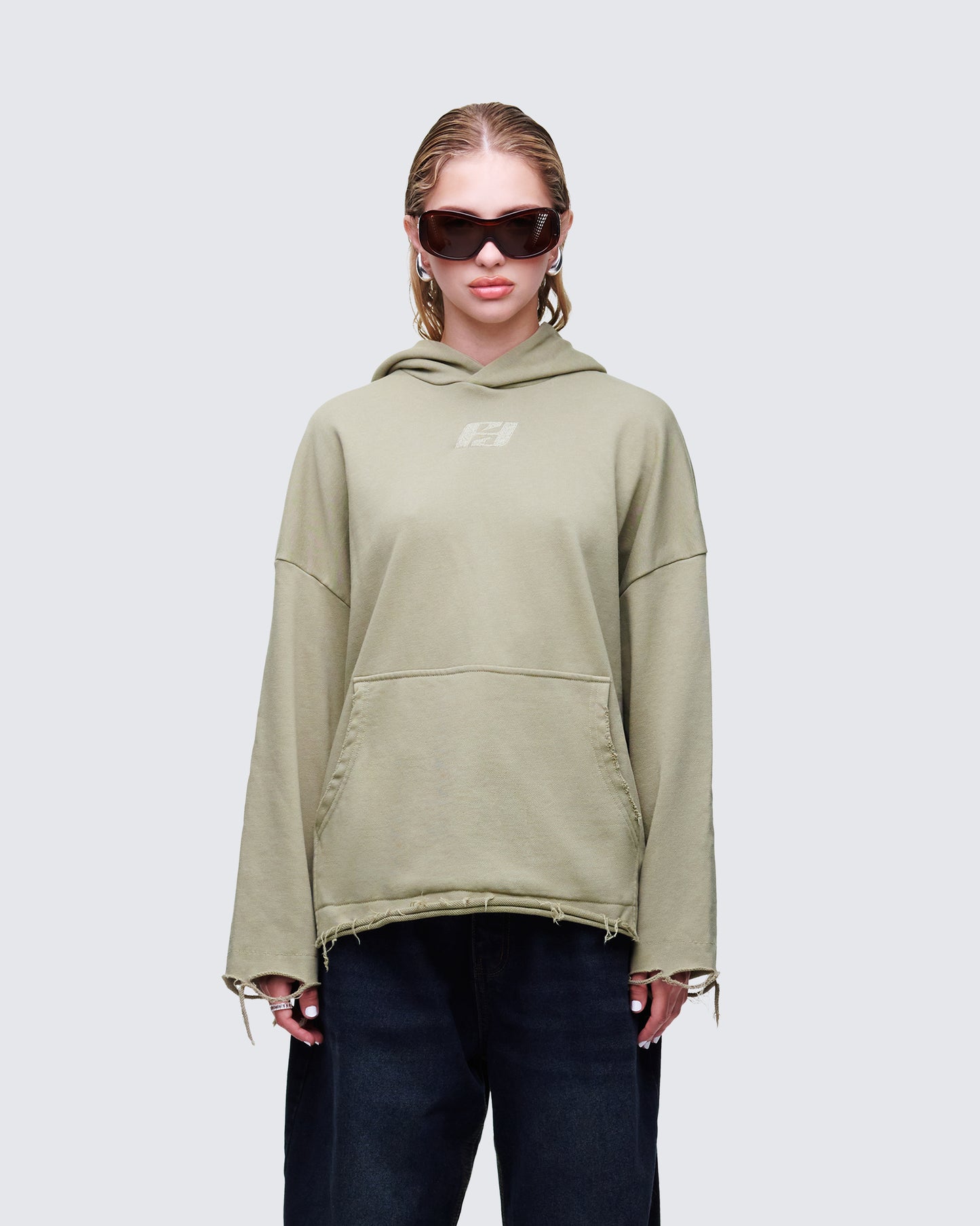 Aaralyn Green Distressed Hoodie