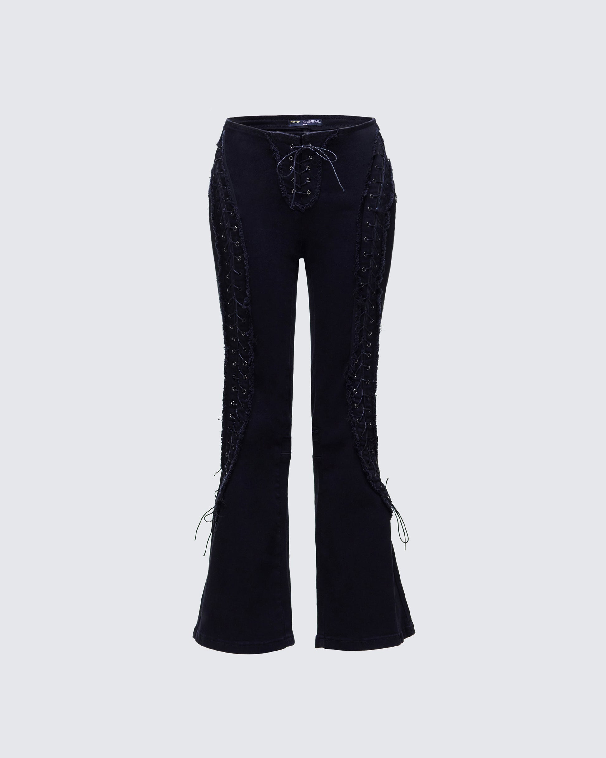 Genoveva Black Denim Lace Up Jeans product front