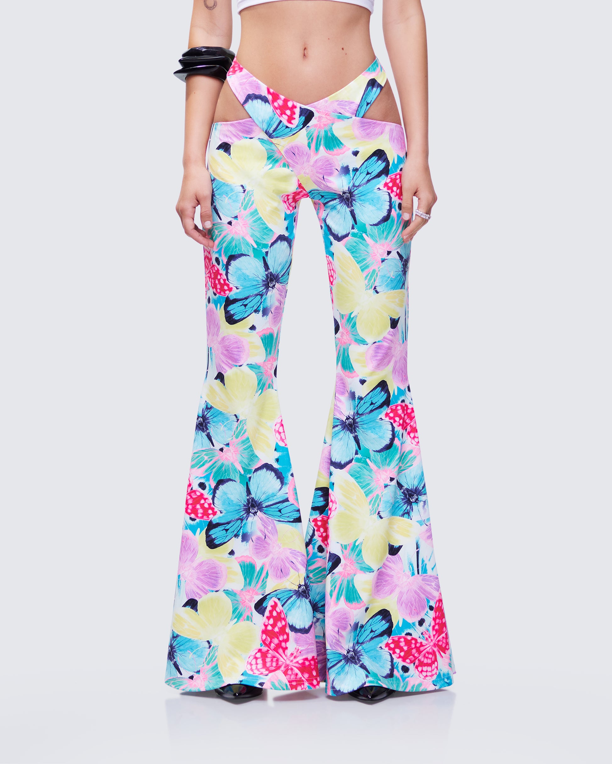 Kandi Printed Wrap Flare Pant model front