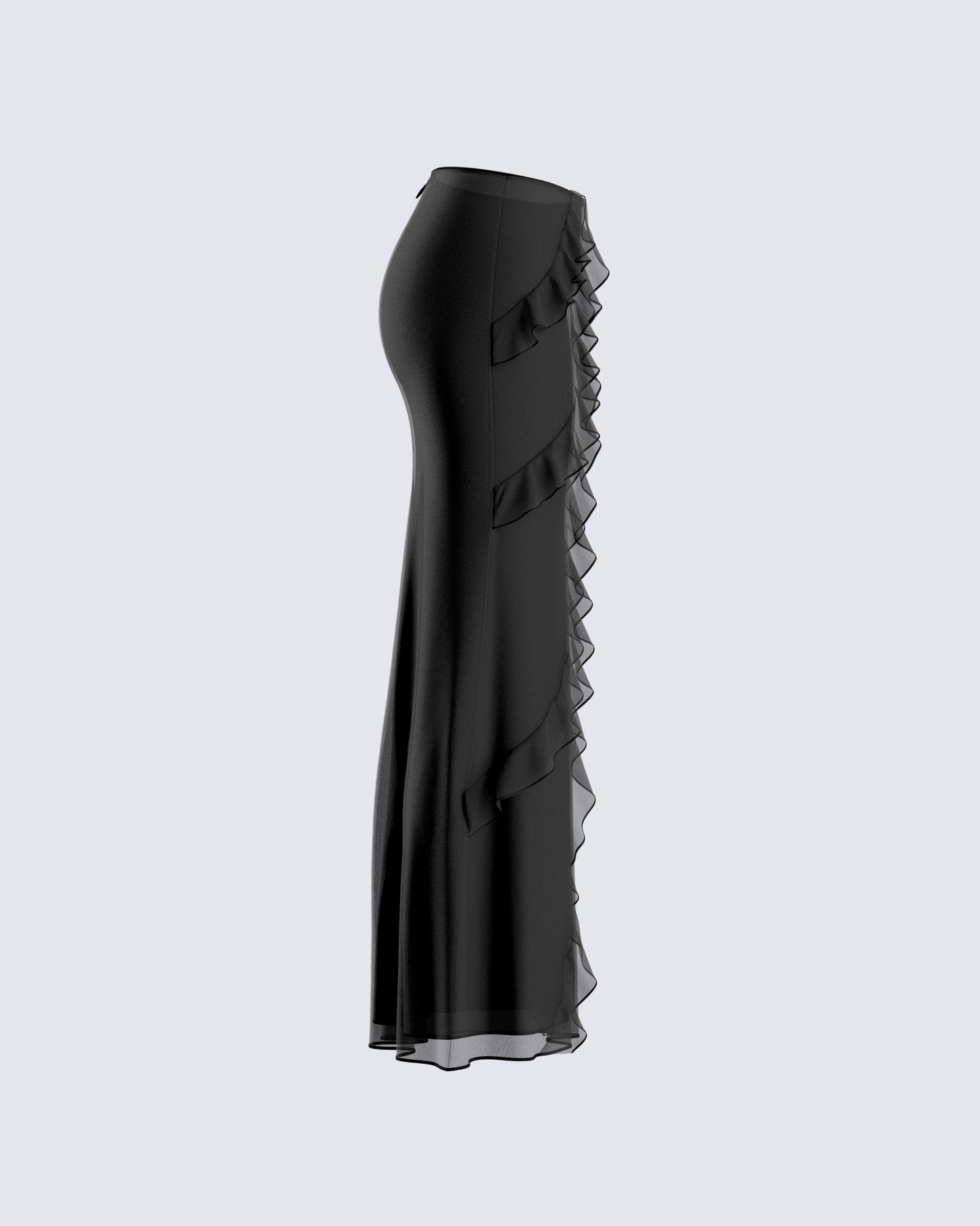 Sissy Black Ruffle Maxi Skirt