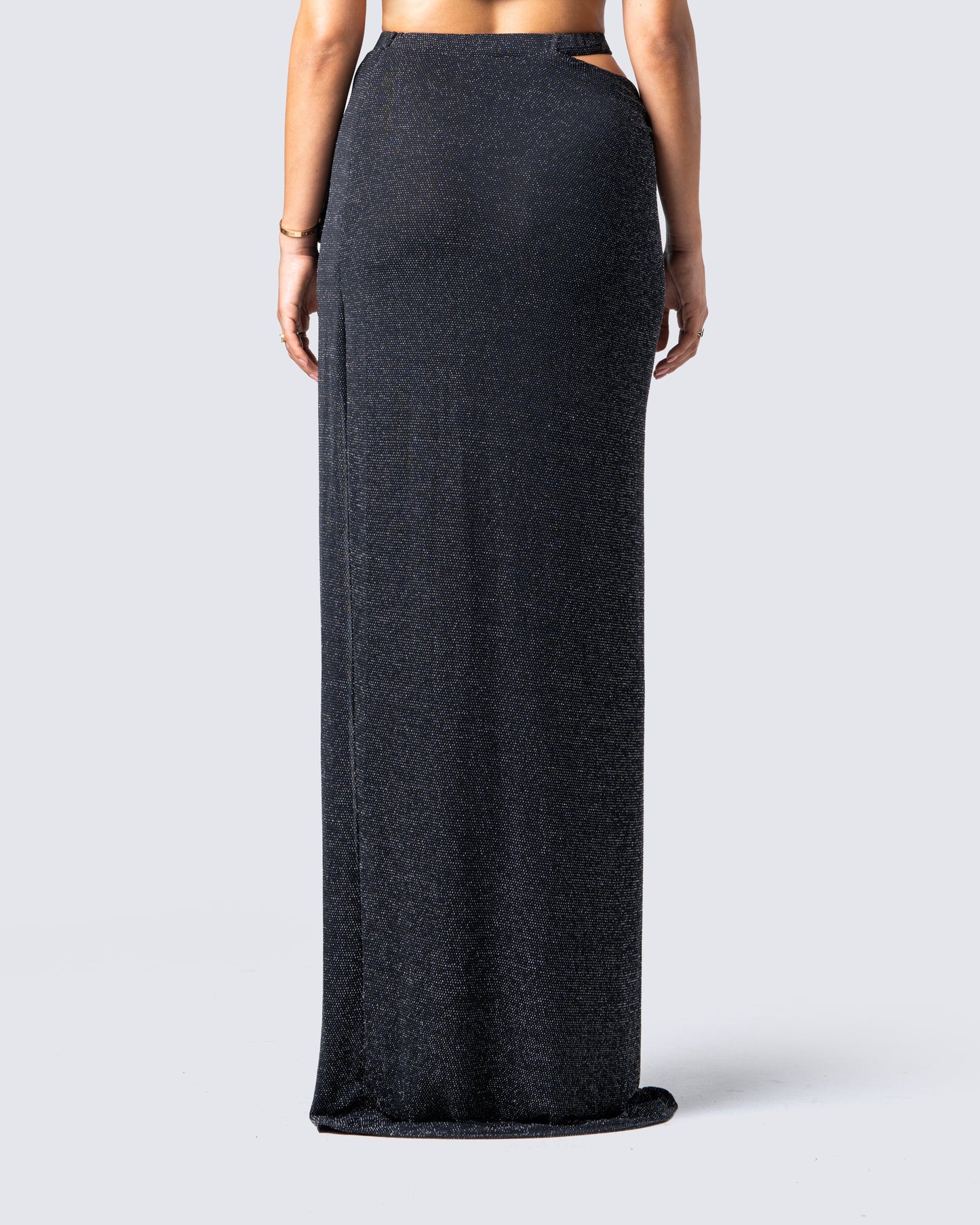 Whitney Black Shimmer Maxi Skirt
