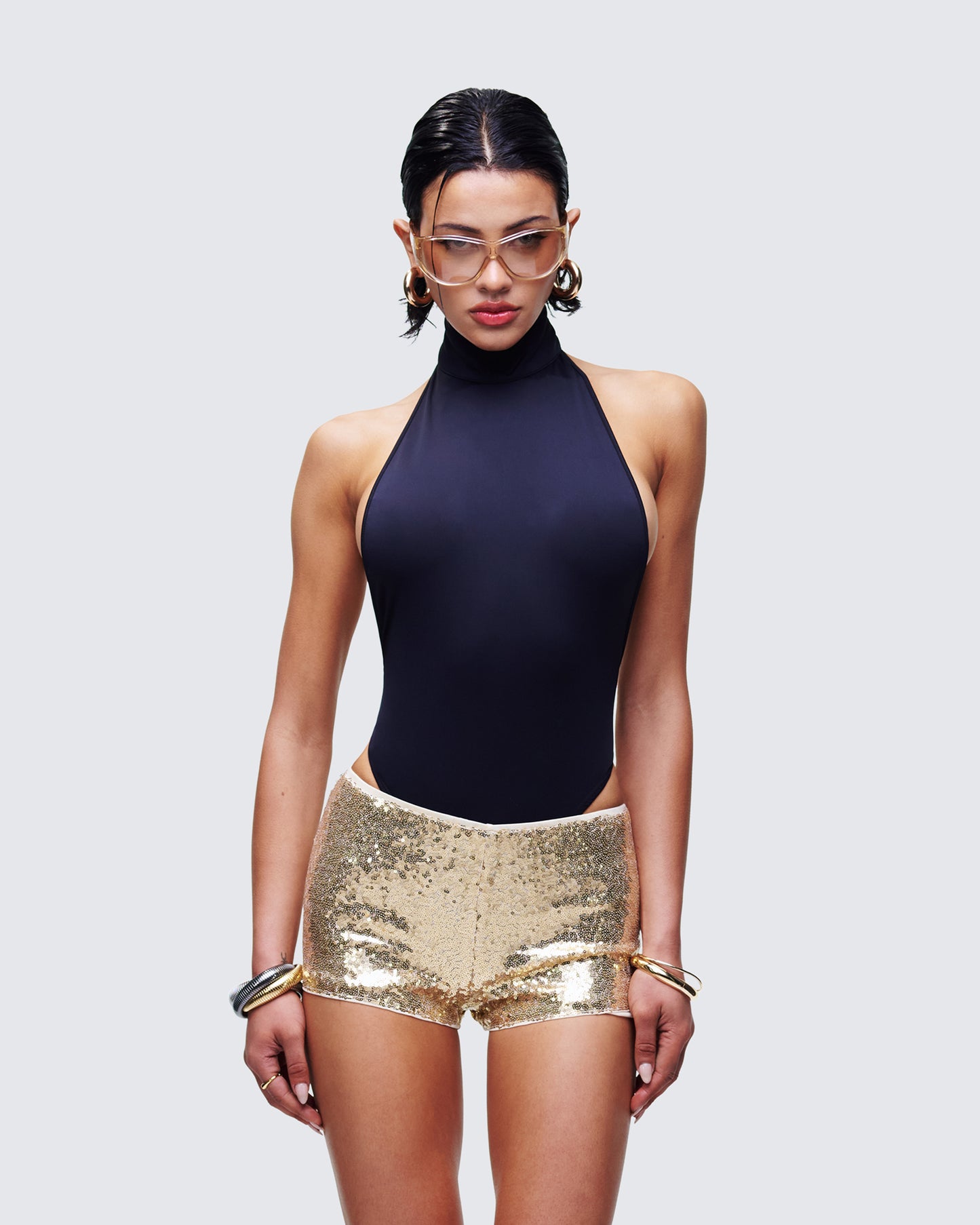 Salem Black Jersey Halter Bodysuit
