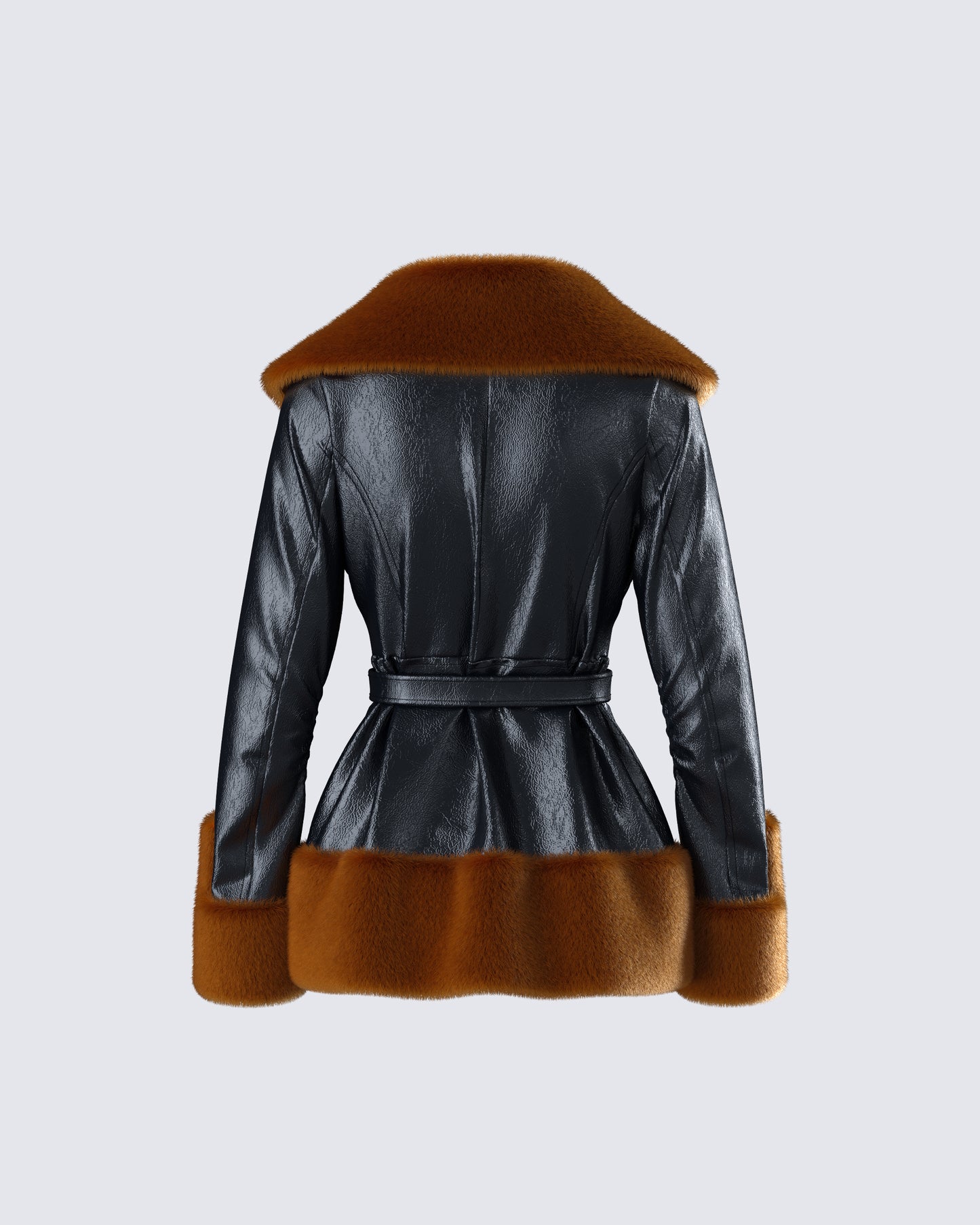 Kalilah Black Faux Leather Coat