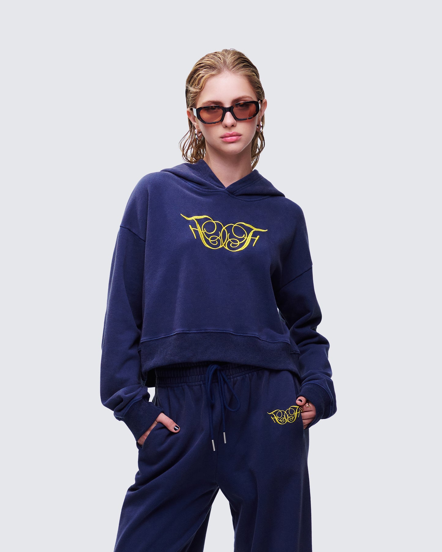 Kamilah Blue Acid Wash Hooded Sweater