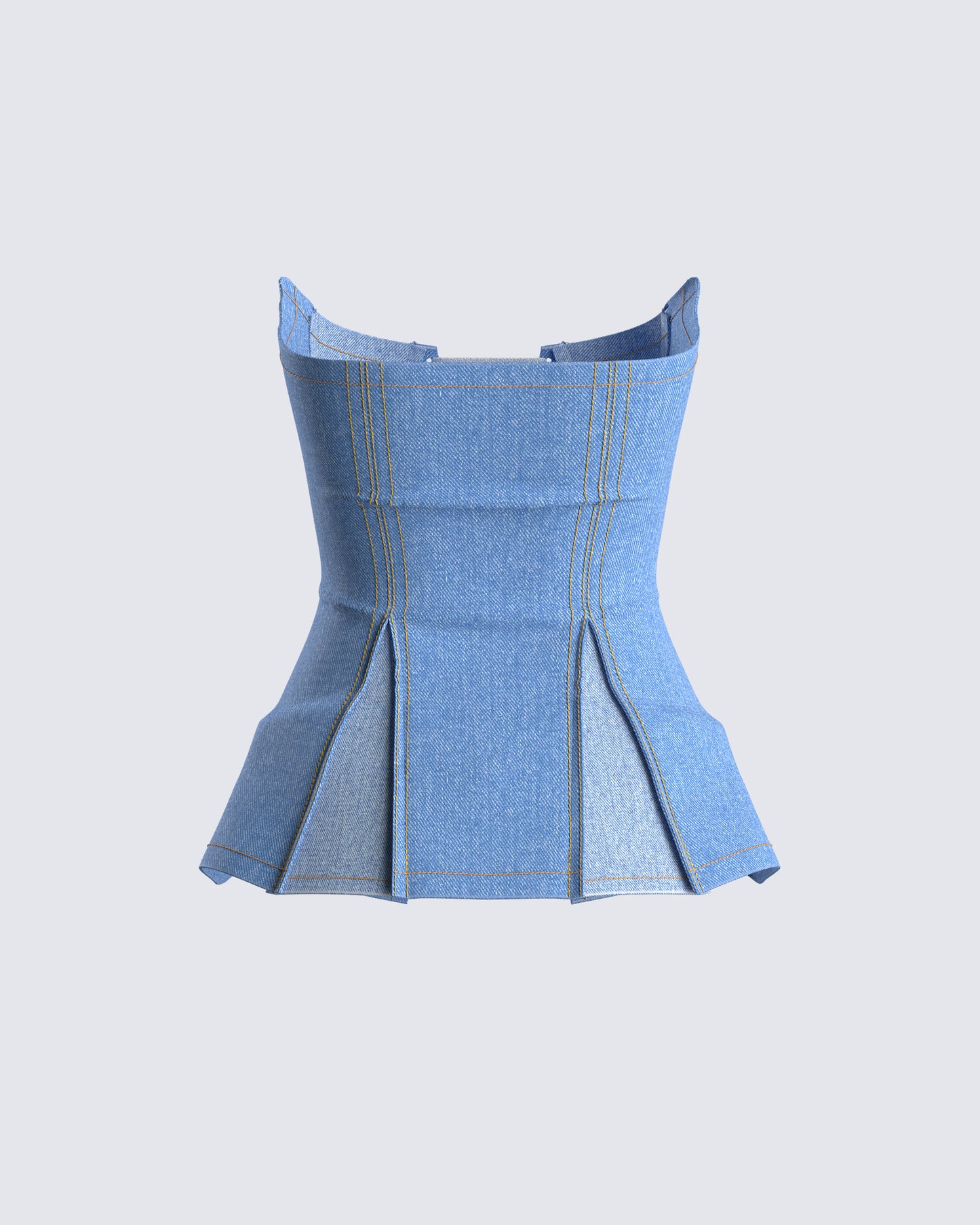 Liori Strapless Blue Denim Top