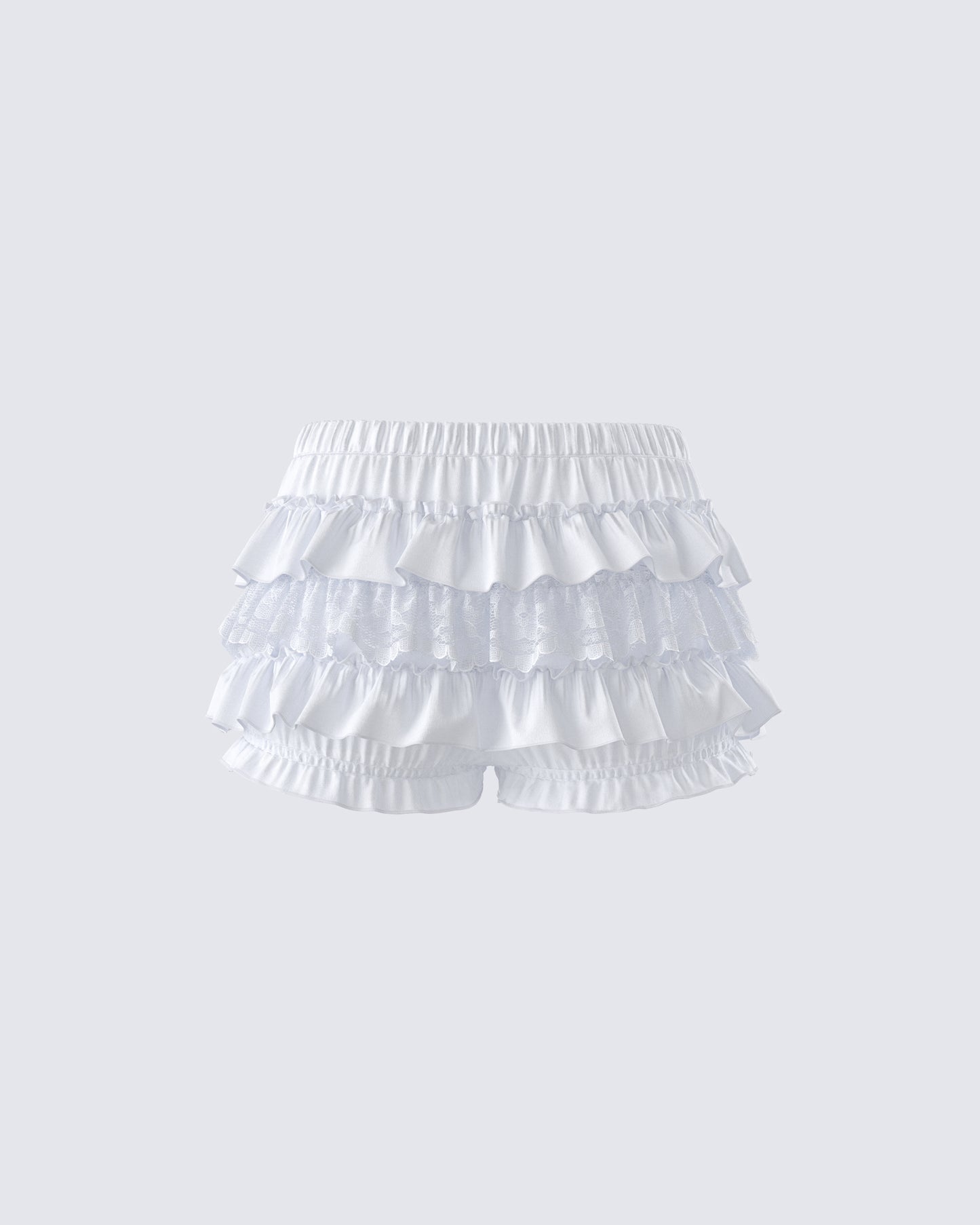 Amia White Ruffle Bloomer Micro Skort