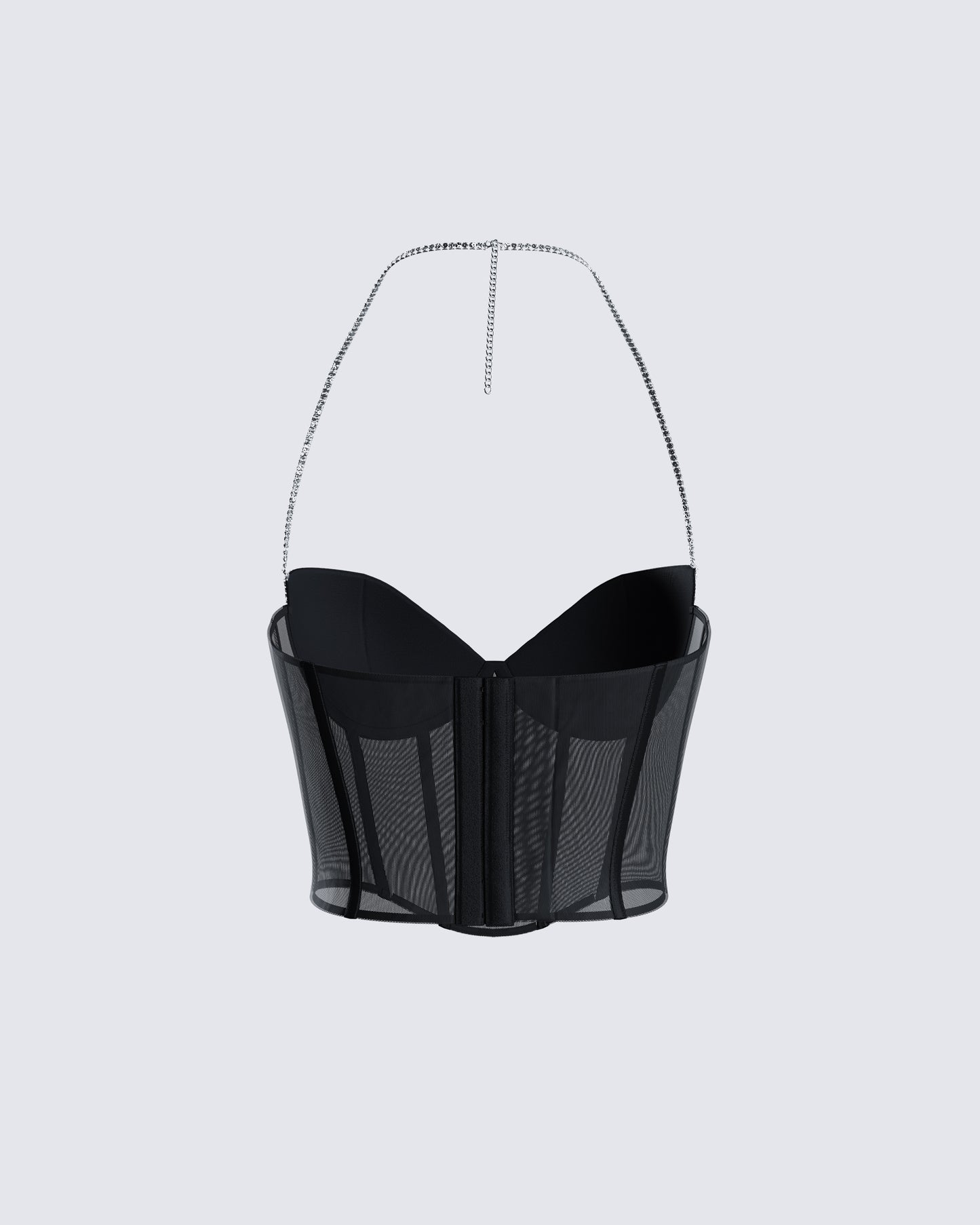 Aela Black Rhinestone Corset Top