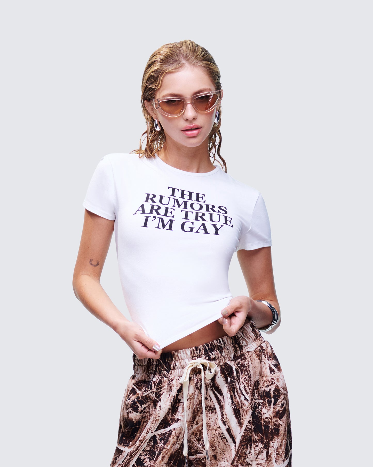 Eleni White Slogan Classic Tee