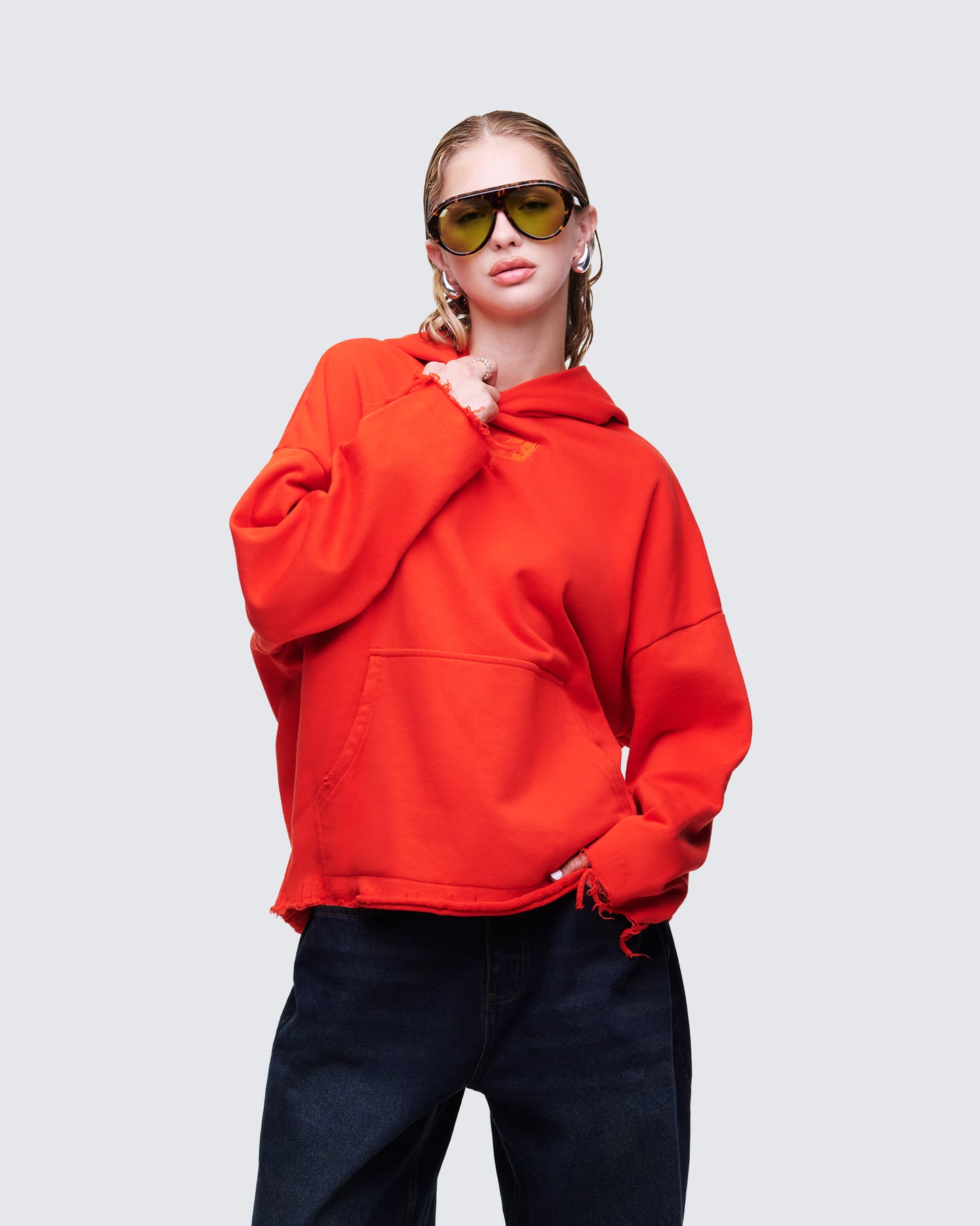 Aaralyn Red Distressed Hoodie