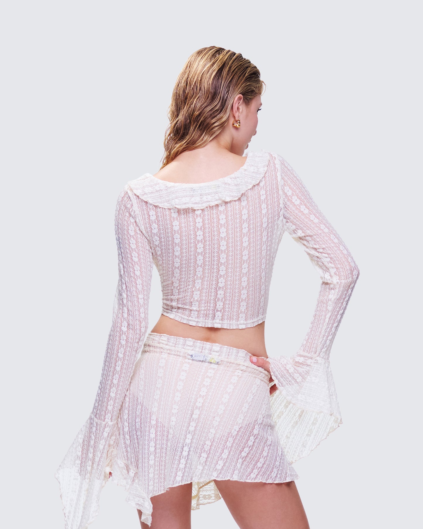 Maeve Ivory Lace Ruffle Top