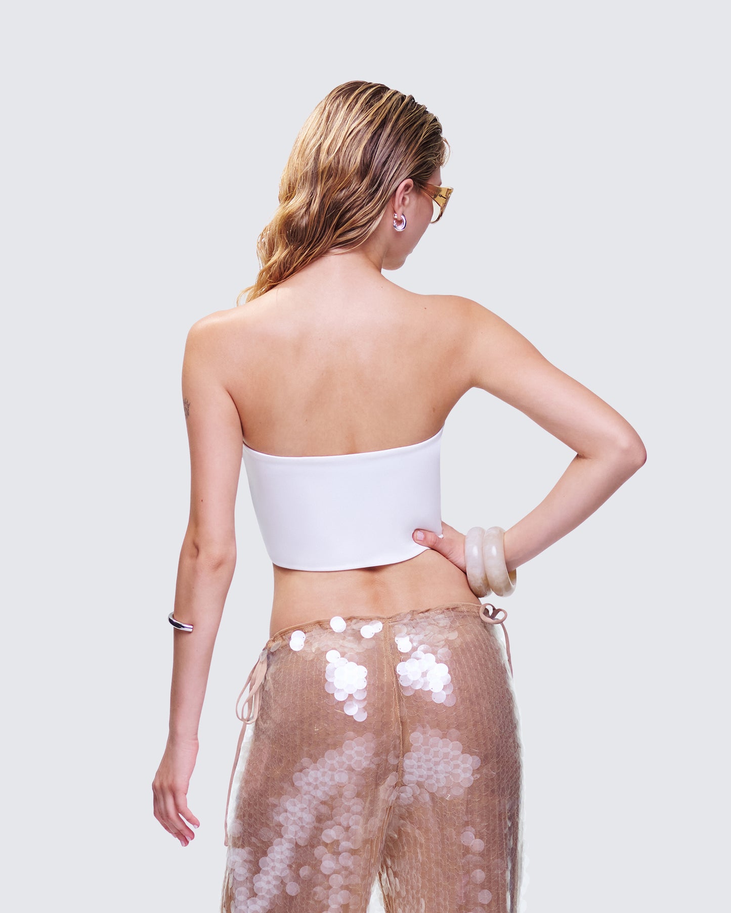 Reese White Jersey Strapless Top