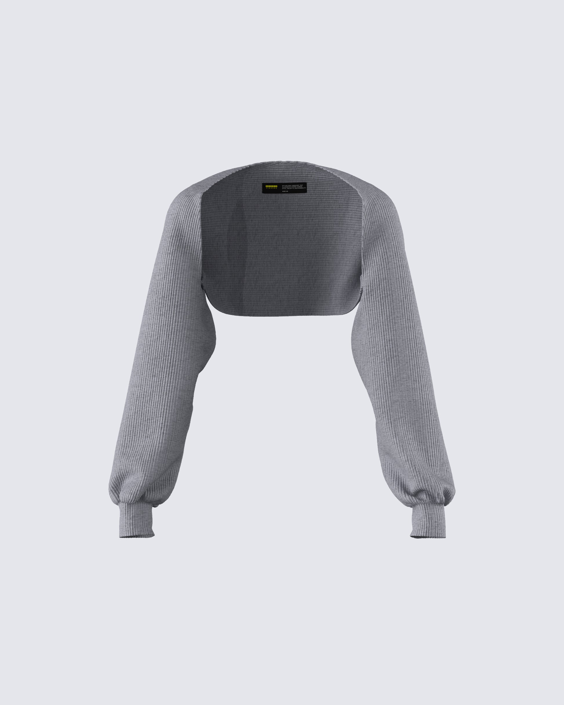 Ilana Grey Rib Shrug Sweater Top product front