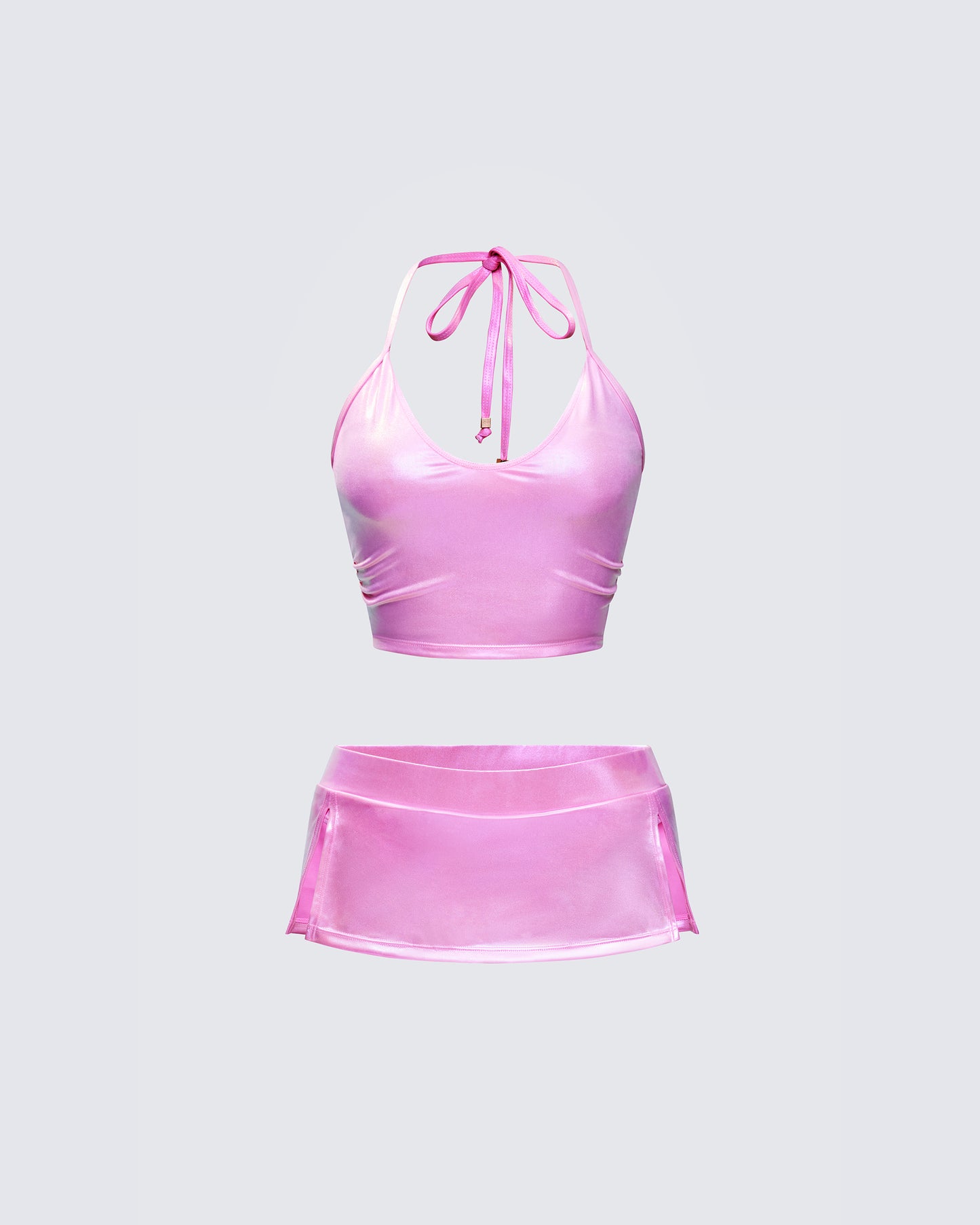 Naijah Pink Metallic Tankini Set