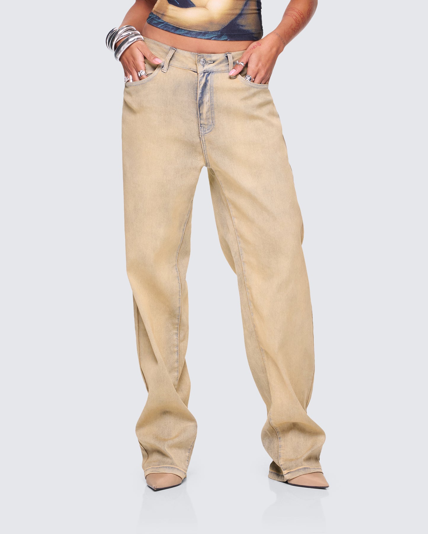 Sanvi Yellow Wash Stretch Jeans