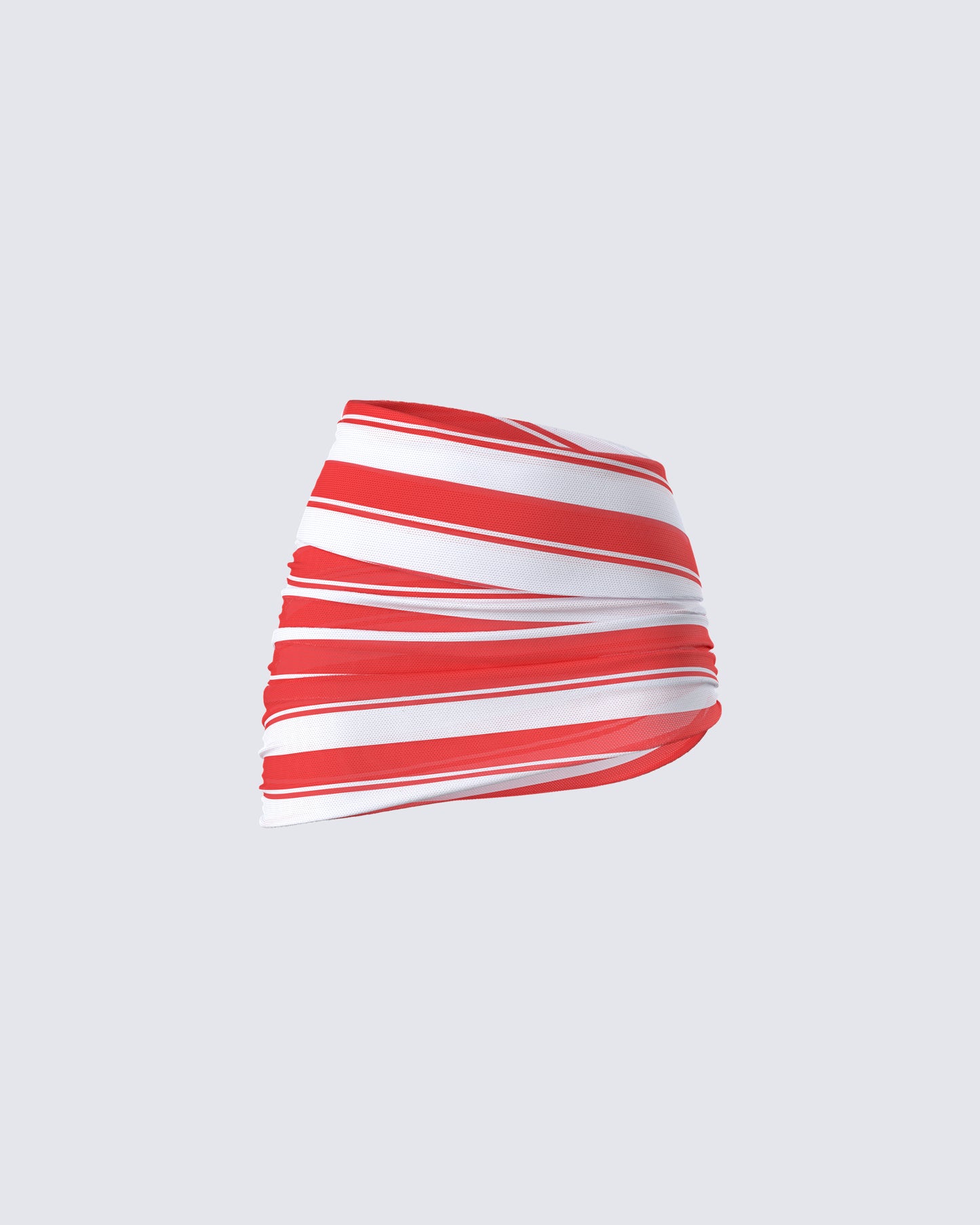 Risa Red Stripe Asymmetric Ruched Mini Skirt product front