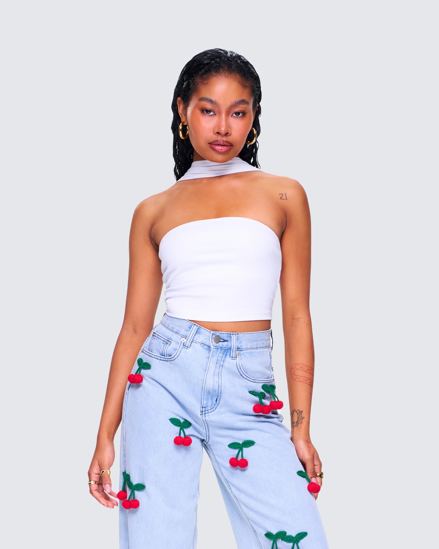 Alondra White Tube Halter Top