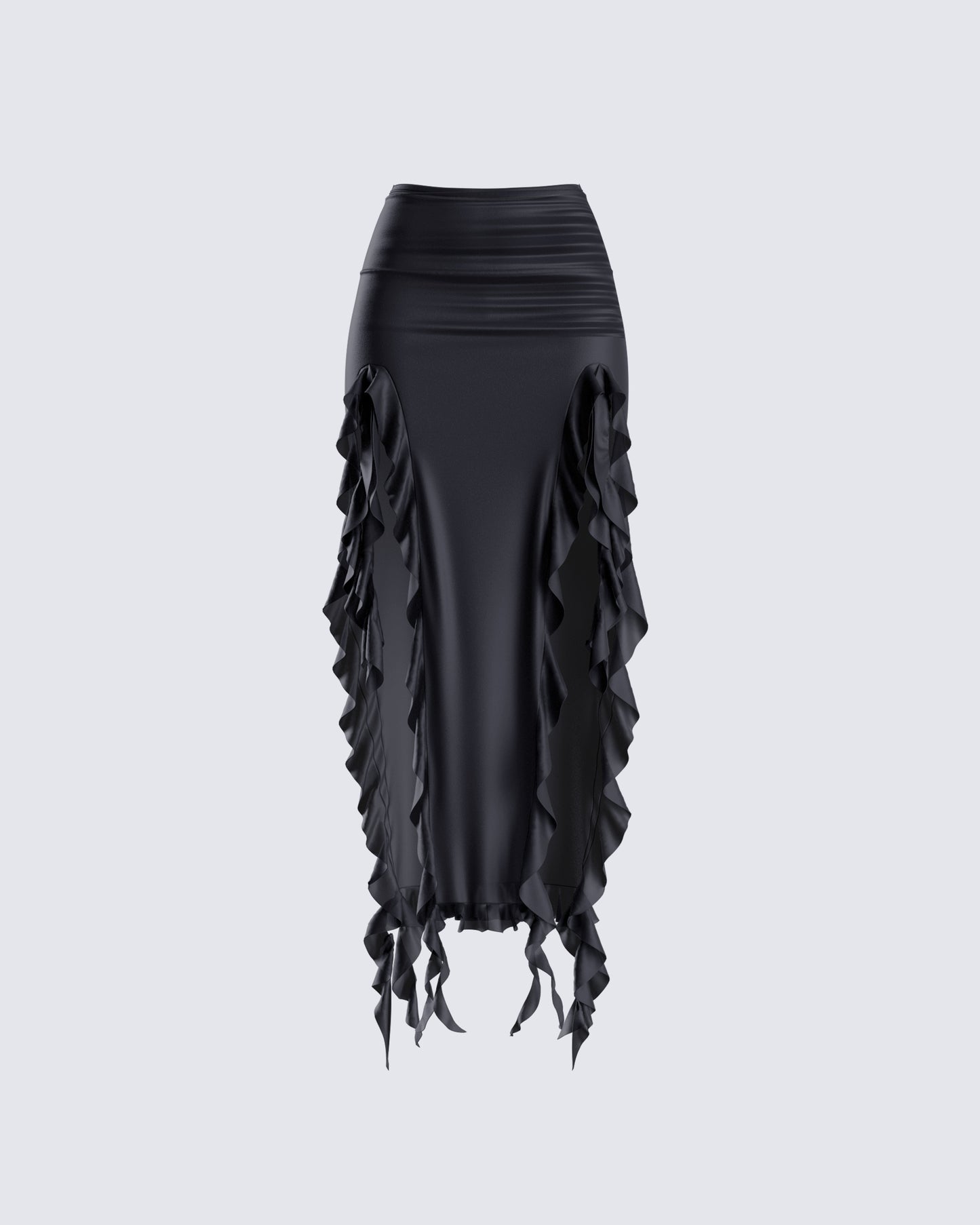 Veeti Black Jersey Ruffle Skirt 3d product front