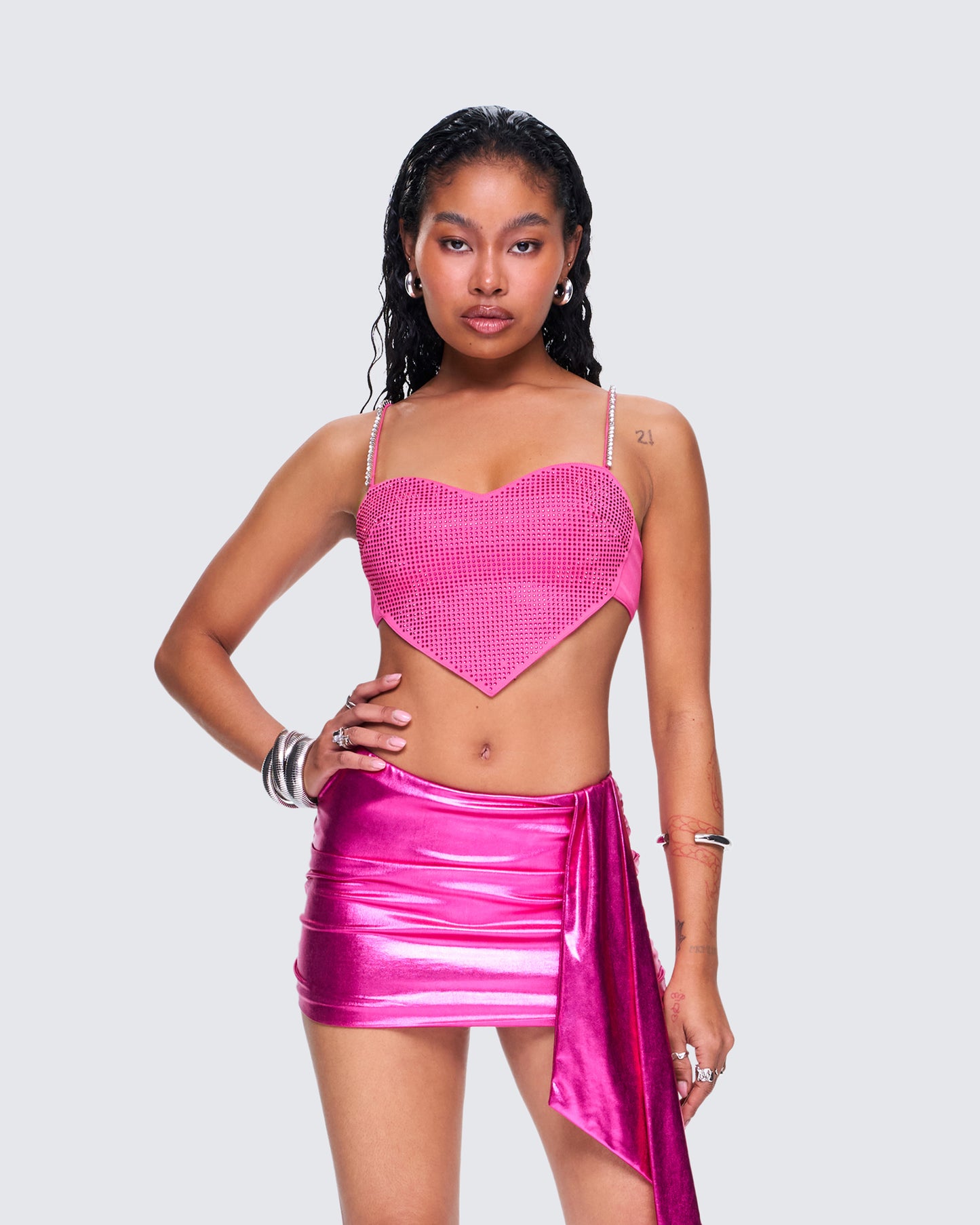 Sanya Pink Heart Crop Top