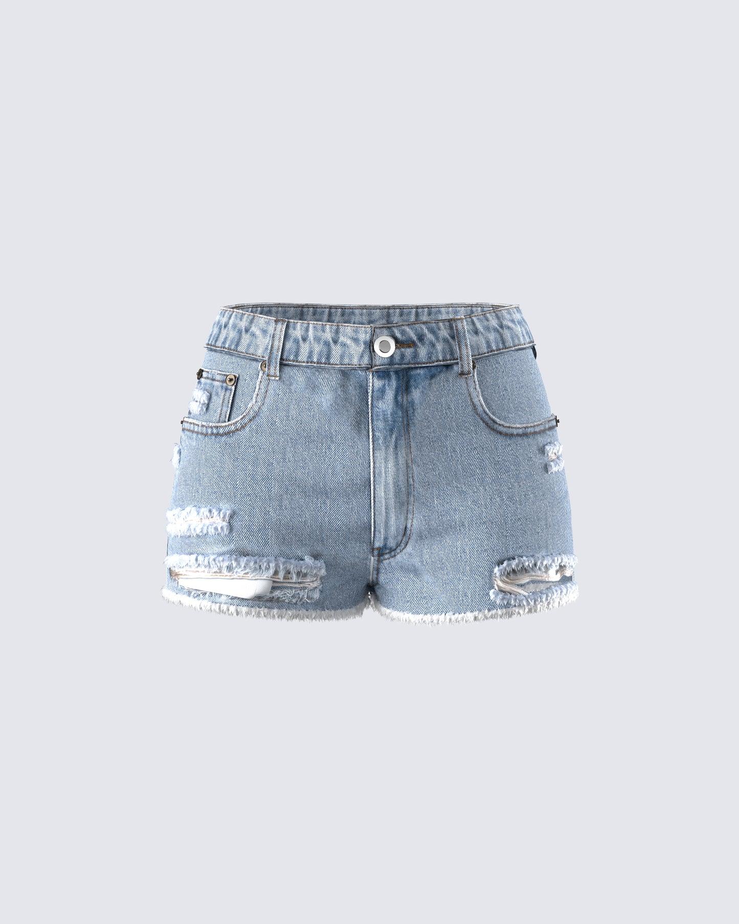 Lowan Blue Distressed Denim Shorts 3d product front