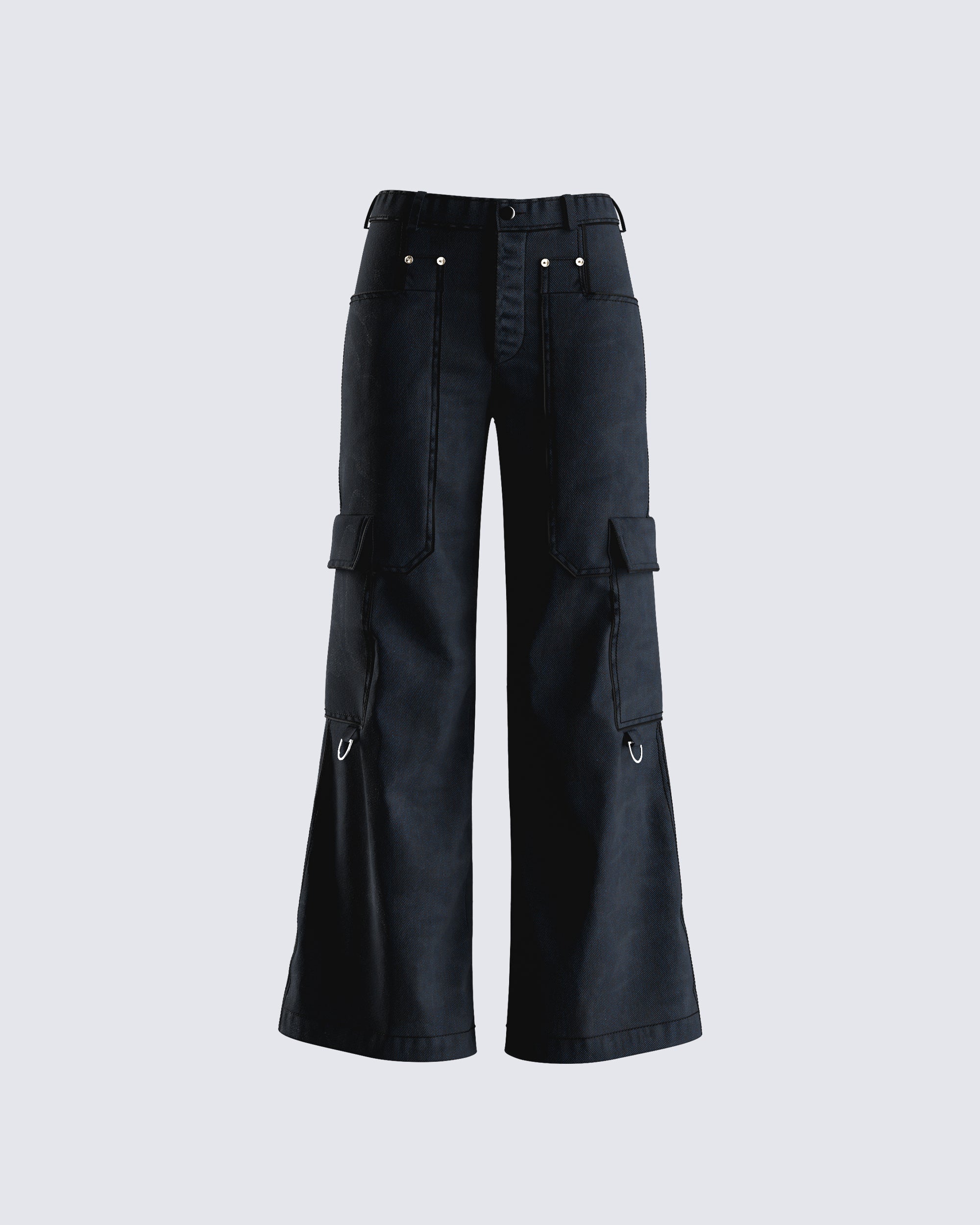 Black Flare Cargo Pants