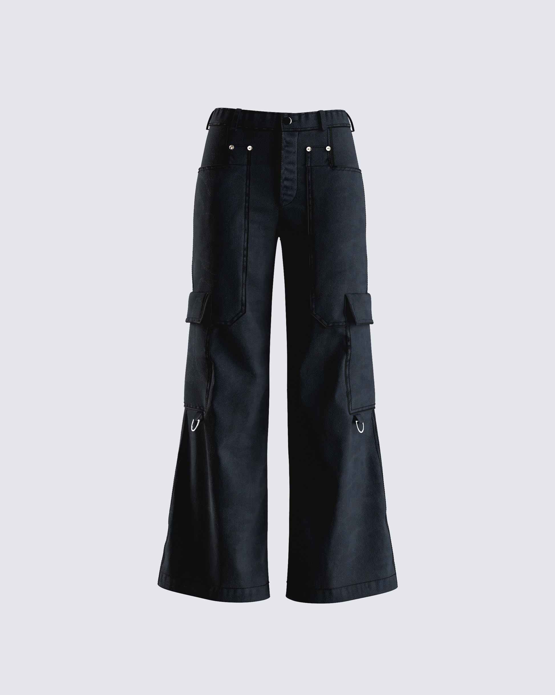 Laina Black Twill Pocket Pant 3d product front
