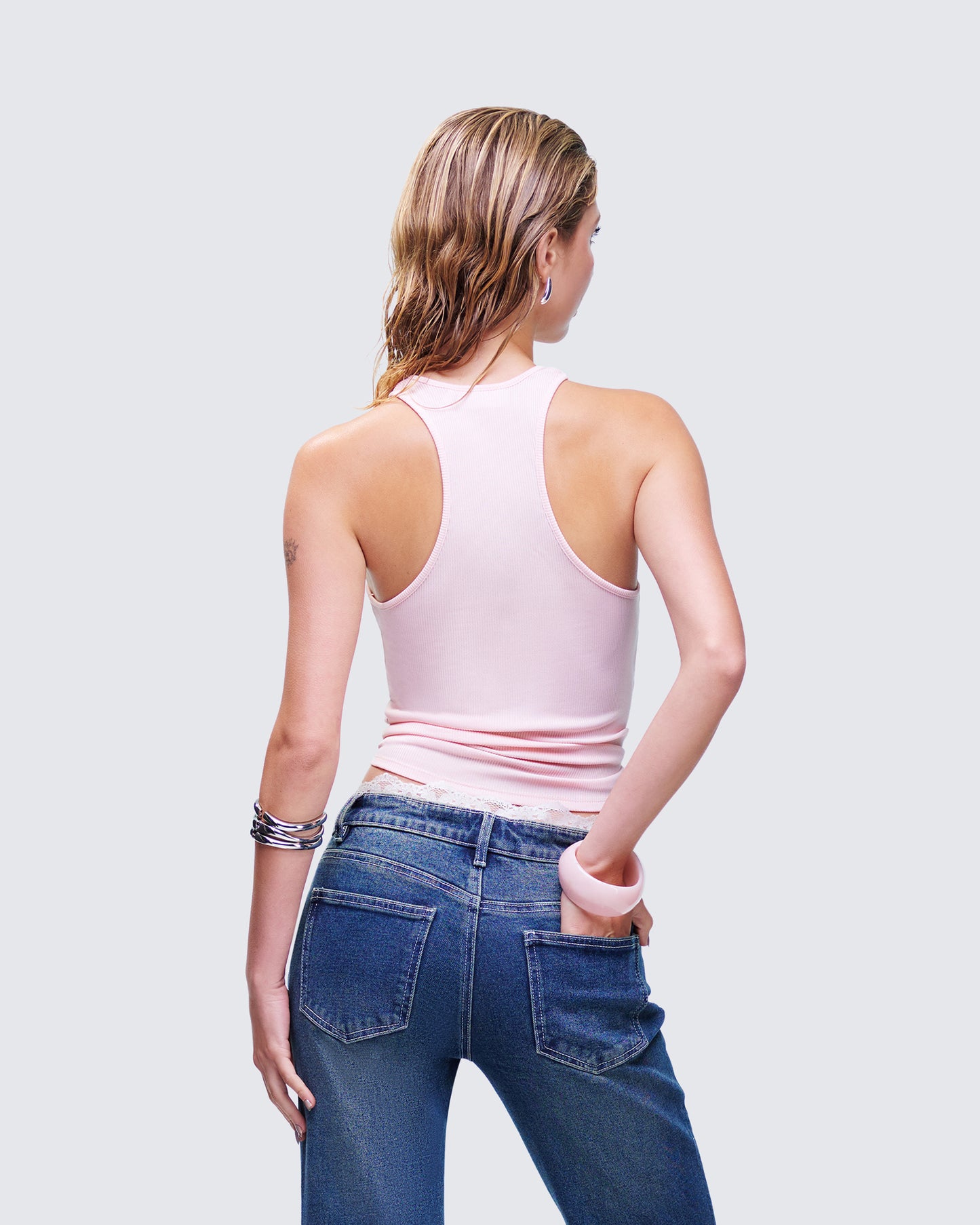 Joel Pink Ribbed Slogan Tank