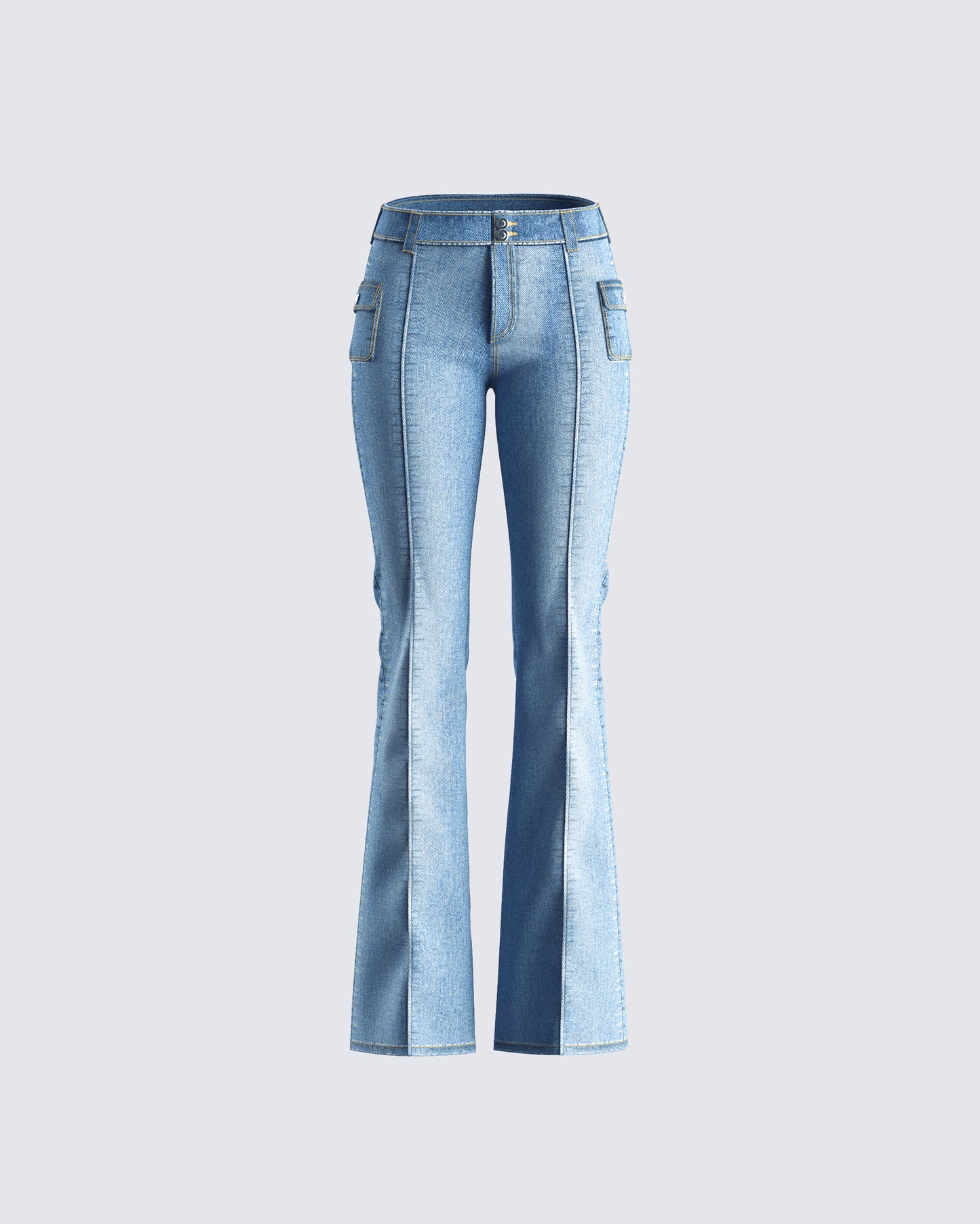 Zori Blue Flare Leg Denim Pant 3d product front